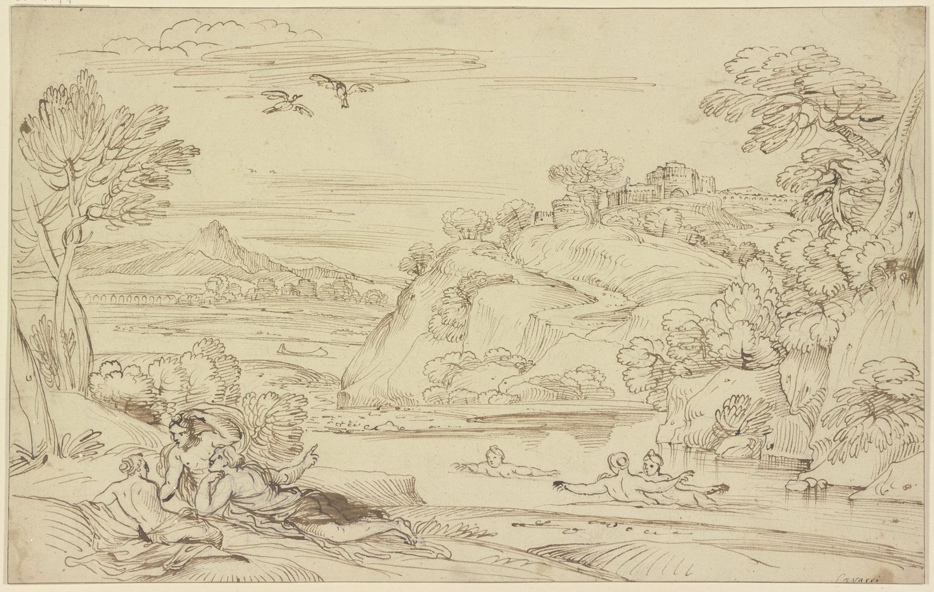 Landschaft mit badenden Nymphen by Giovanni Francesco Grimaldi