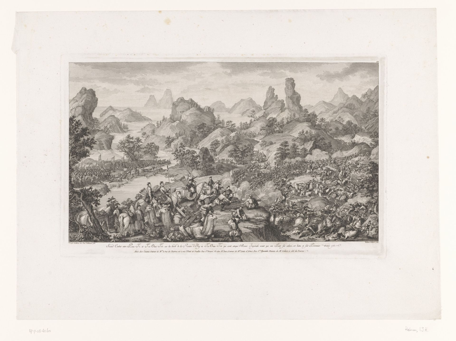 Slag bij de Dà, de tweede strijd tussen het Chinese leger en het leger van Ta-ou-Atsi by Isidore-Stanislas Helman