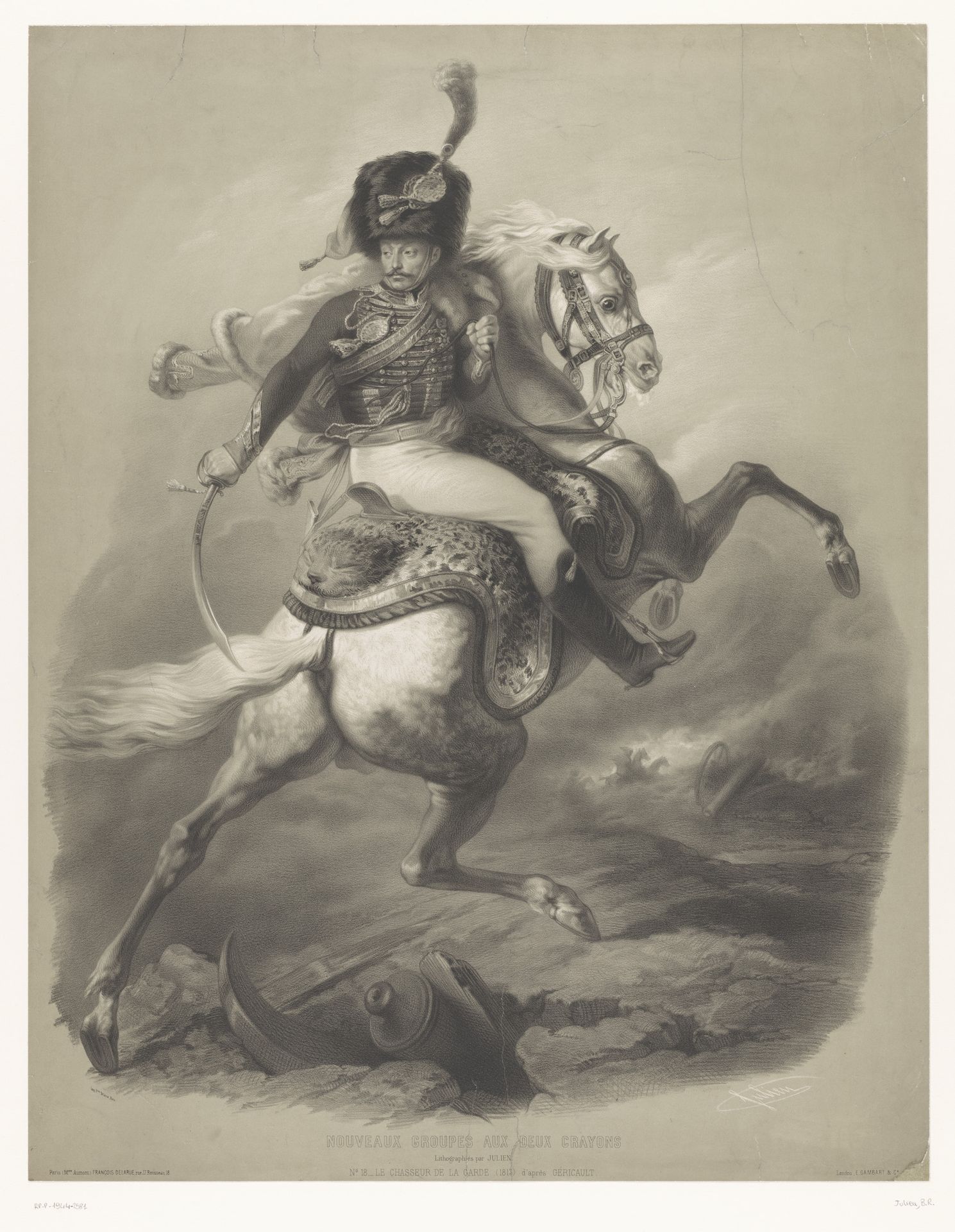 Aanvallende officier te paard by Bernard Romain Julien
