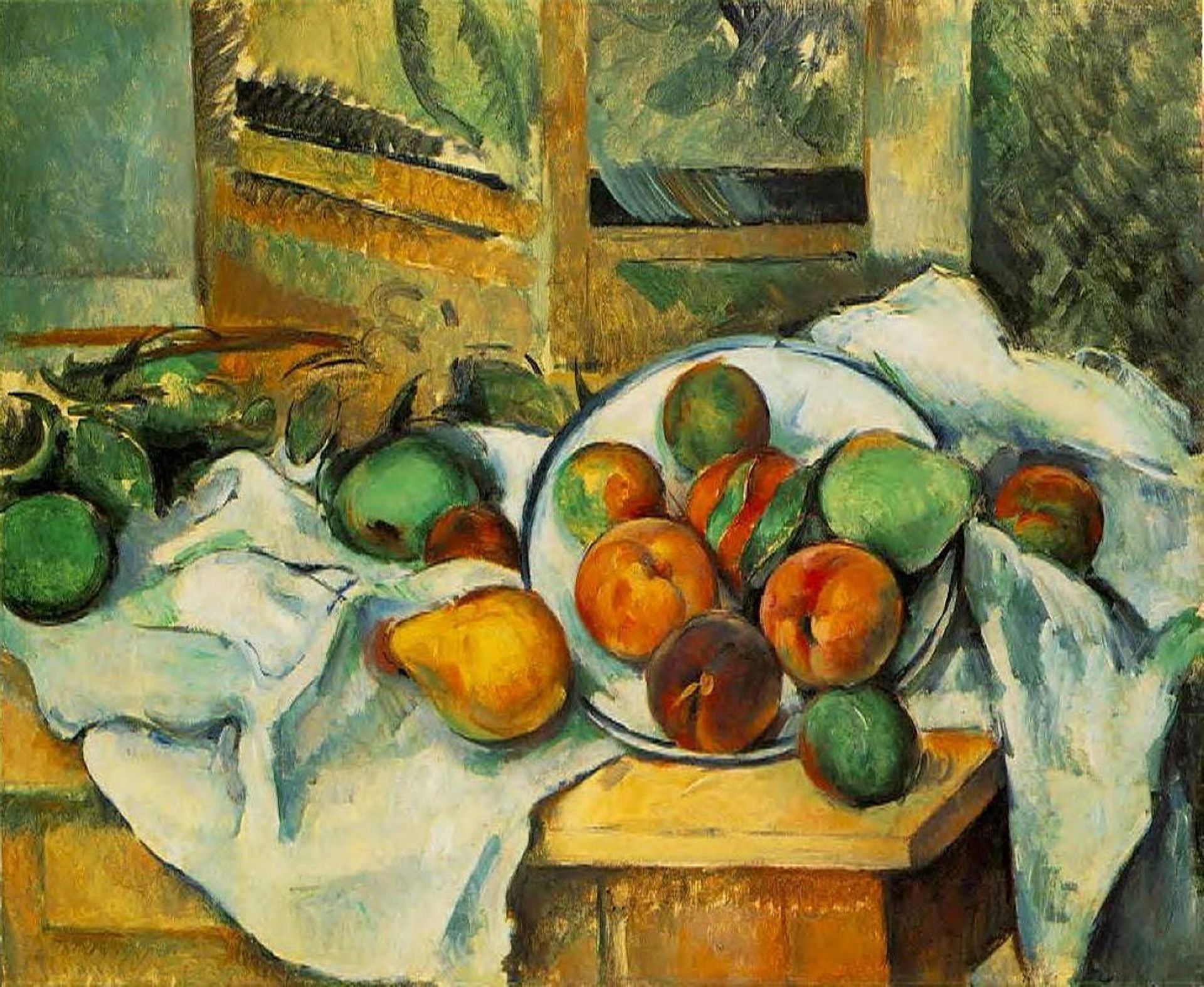 Table, Napkin and Fruit by Paul Cézanne