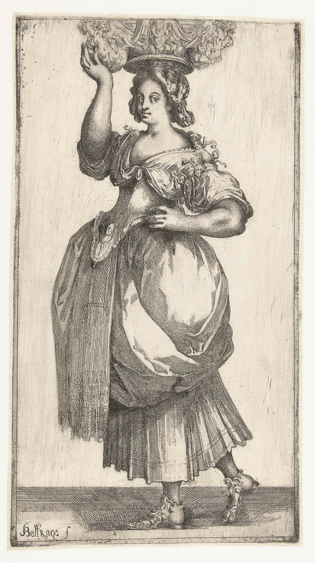 Tuinierster met een basin by Jacques Bellange