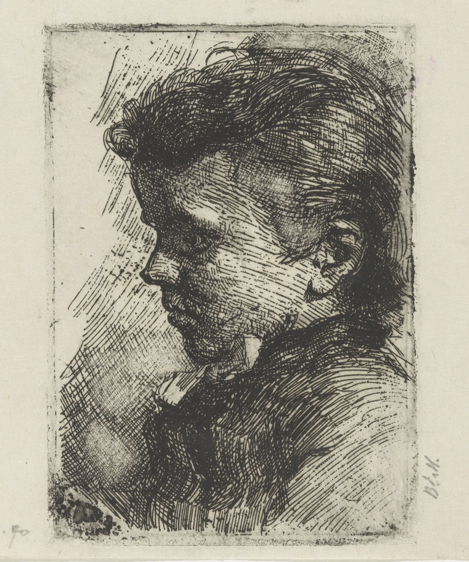 Portret van een meisje naar links by Barbara Elisabeth van Houten