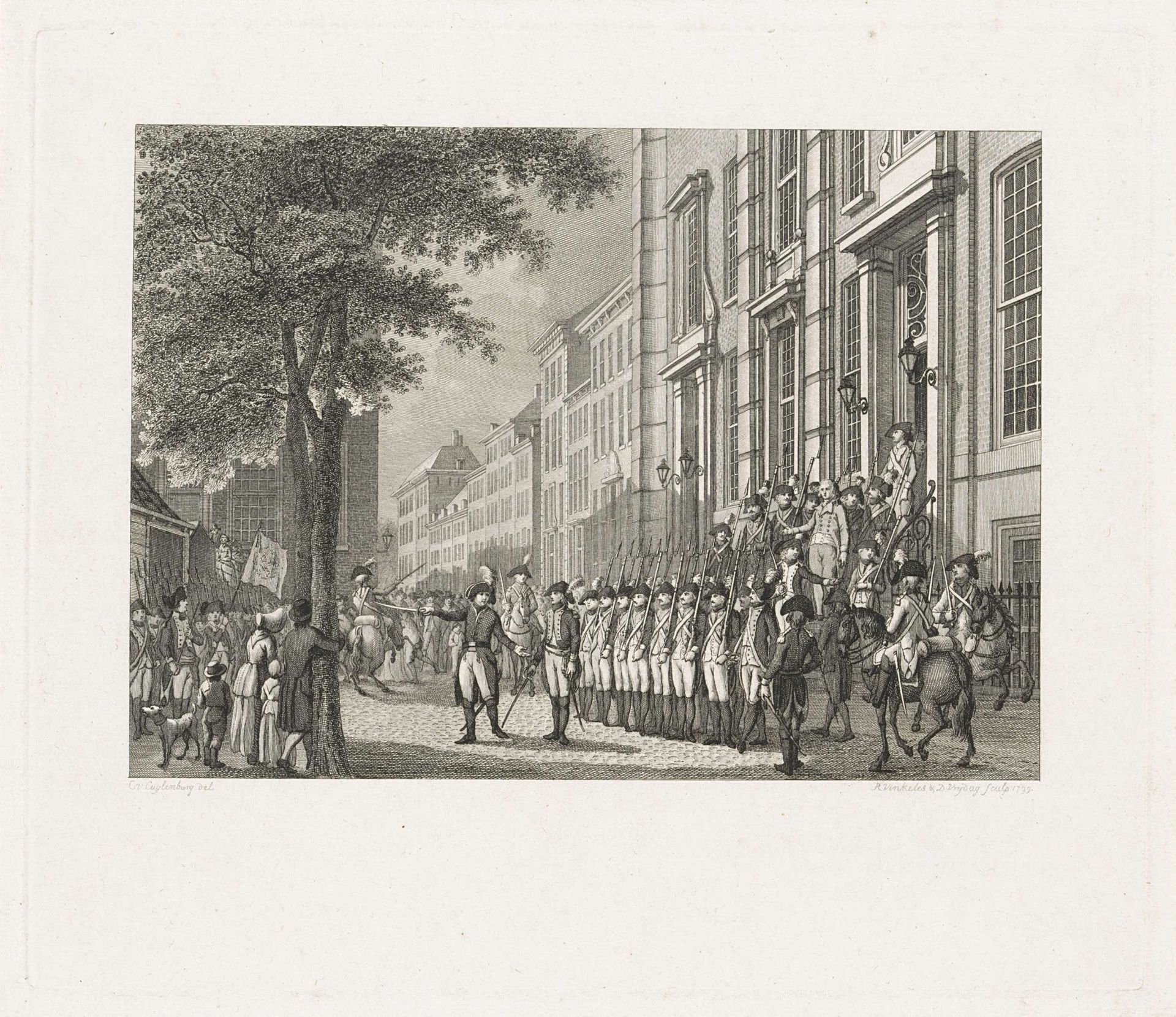 Arrestatie van S.J van Langen, 1798 by Reinier Vinkeles