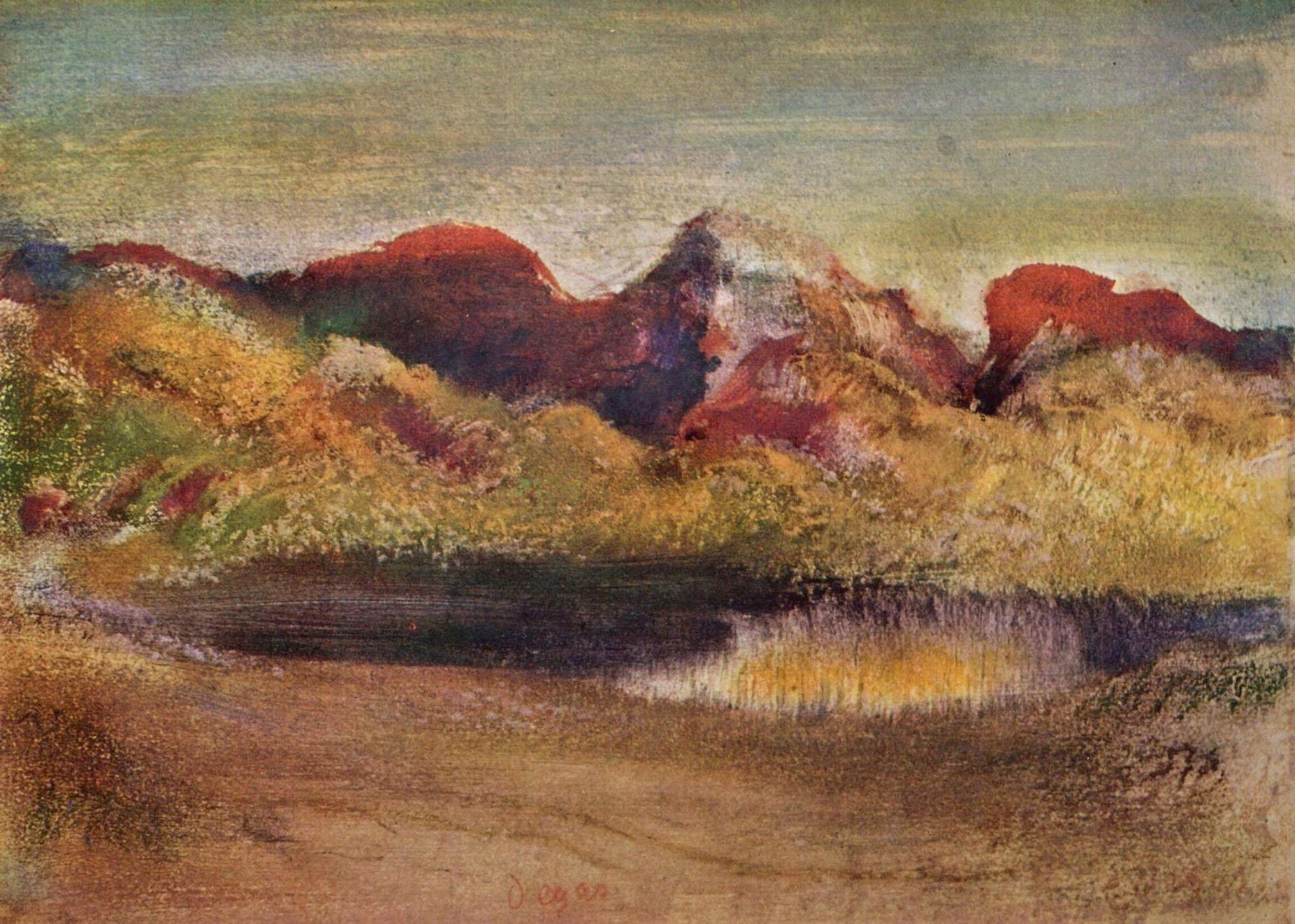 Lake and Mountains by Edgar Degas