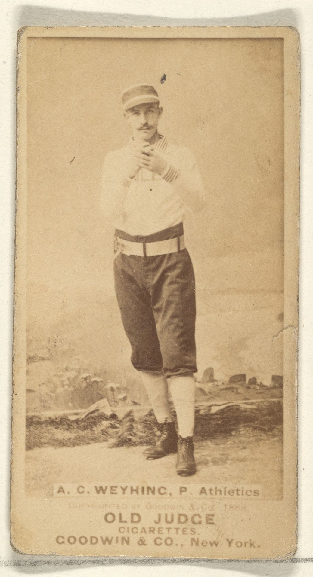 A.C. Weyhing, Pitcher, Philadelphia Athletics, from the Old Judge series (N172) for Old Judge Cigarettes by Goodwin & Company