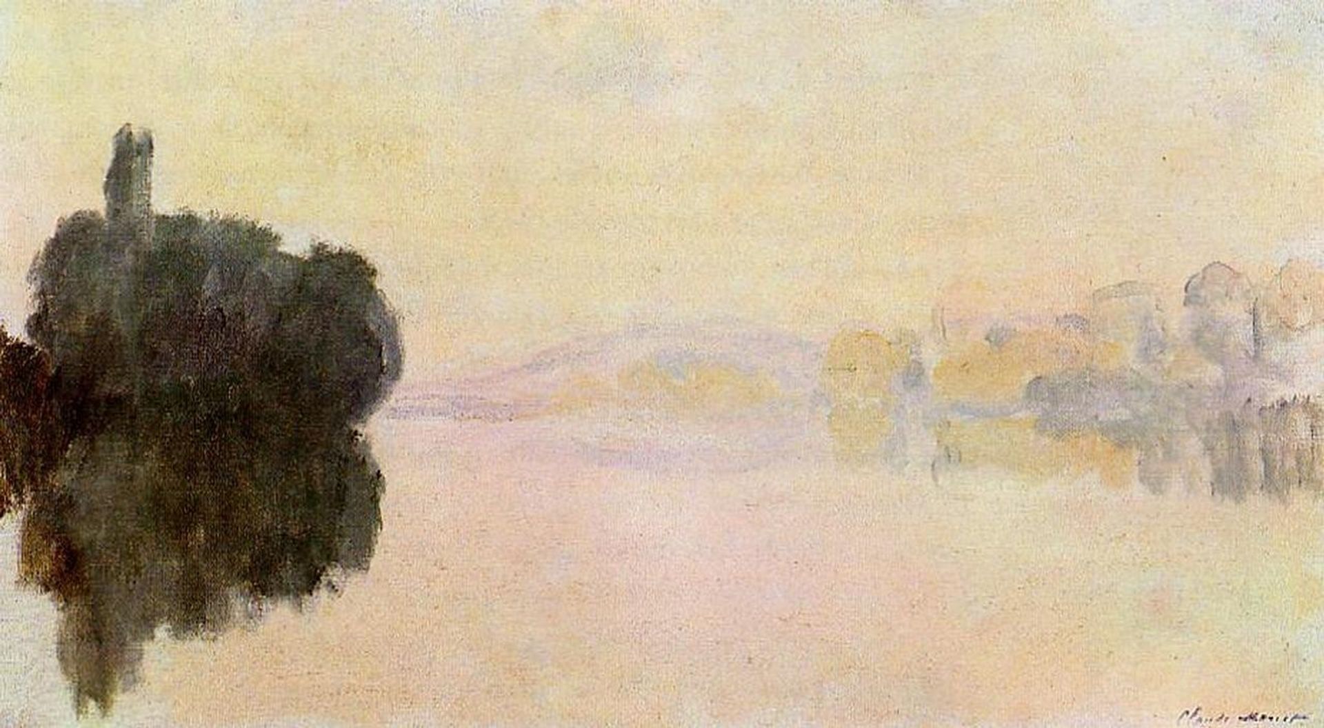 The Seine at Port-Villez, Pink Effect by Claude Monet