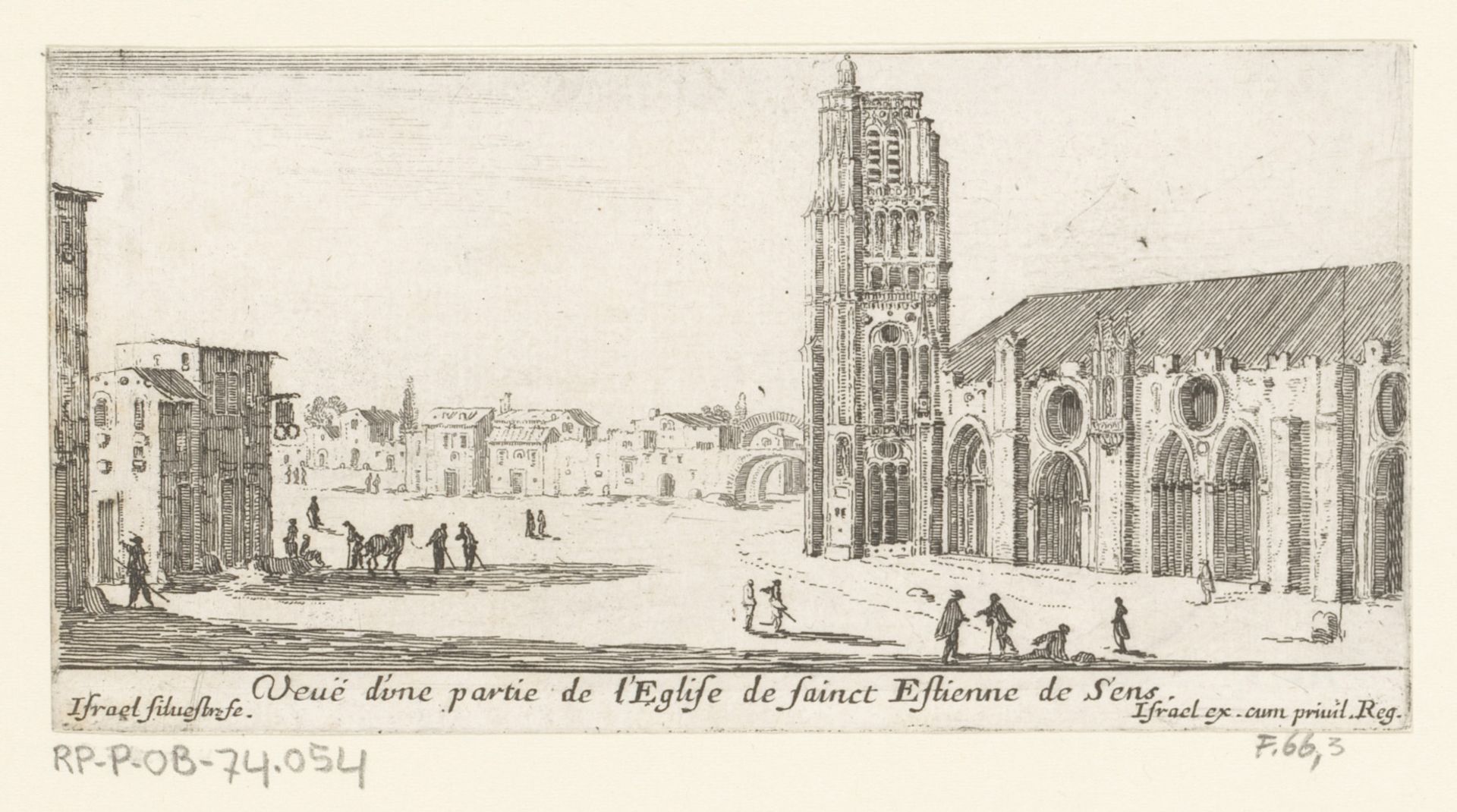 Gezicht op een deel van de kathedraal van Sens by Israel Silvestre