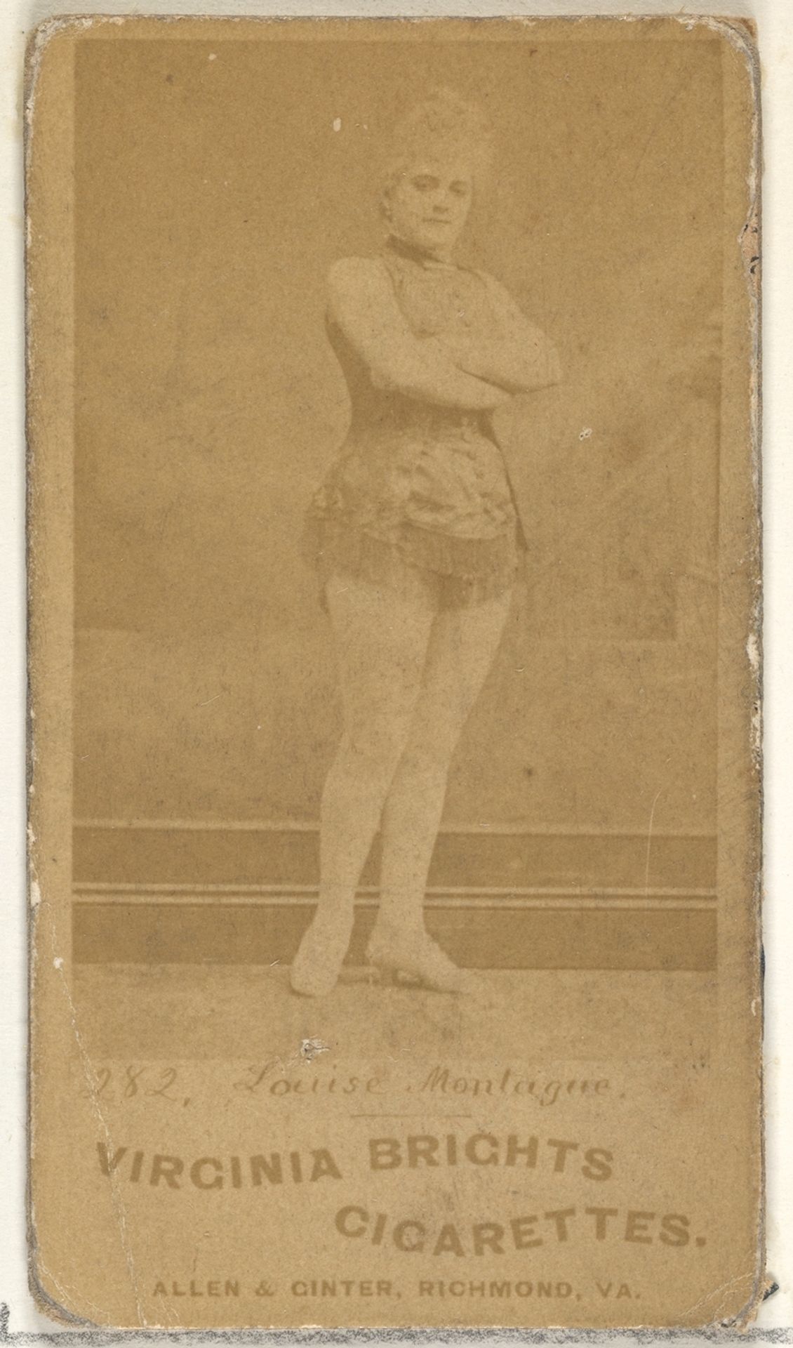 Card 282, Louise Montague, from the Actors and Actresses series (N45, Type 1) for Virginia Brights Cigarettes by Allen & Ginter