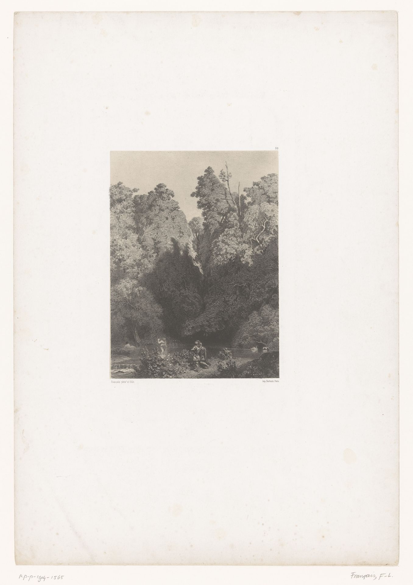 Vijver in het bos met badende naakte vrouwen by François-Louis Français