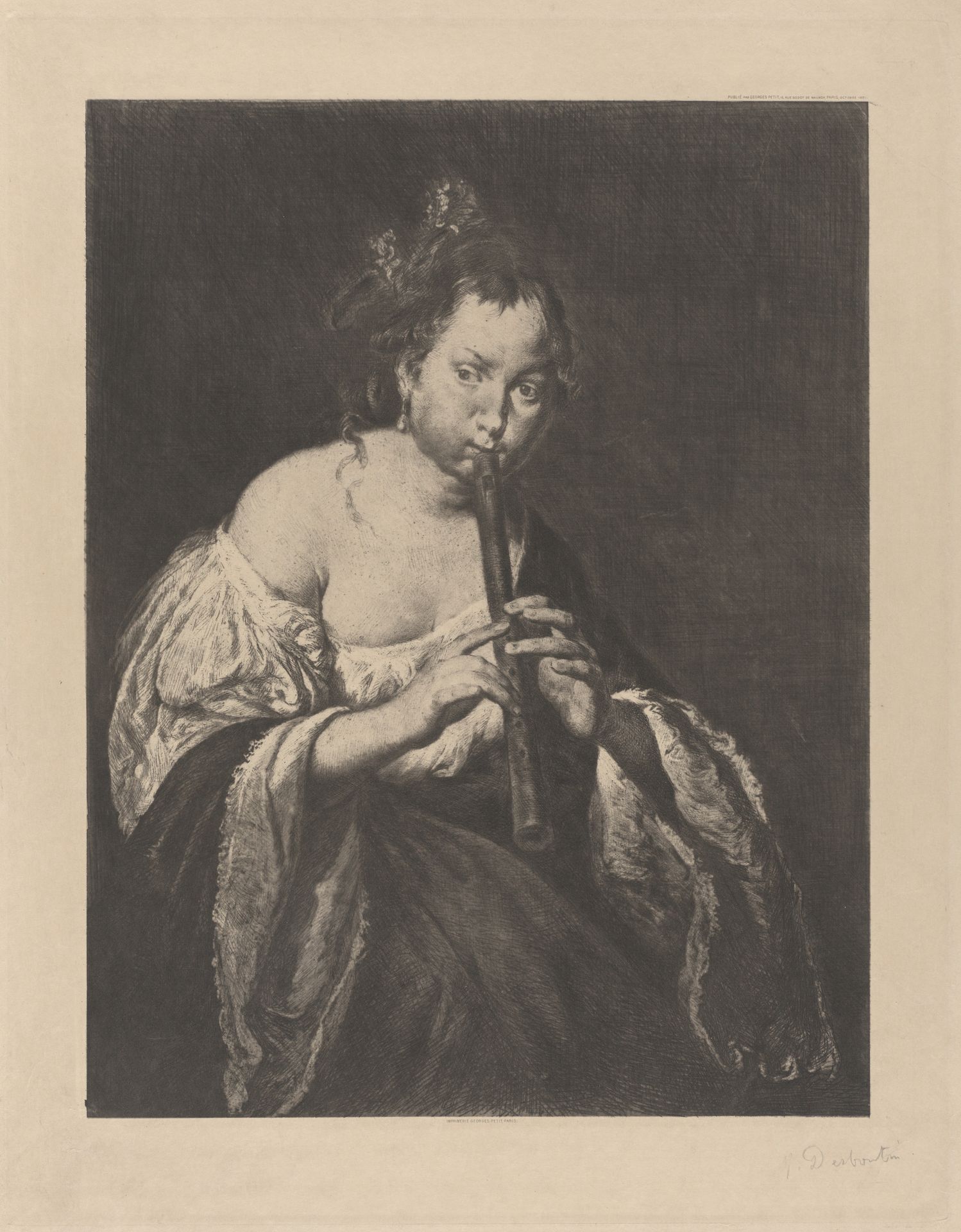 La Flutiste, d'après Domenico Fetti by Marcellin Desboutin