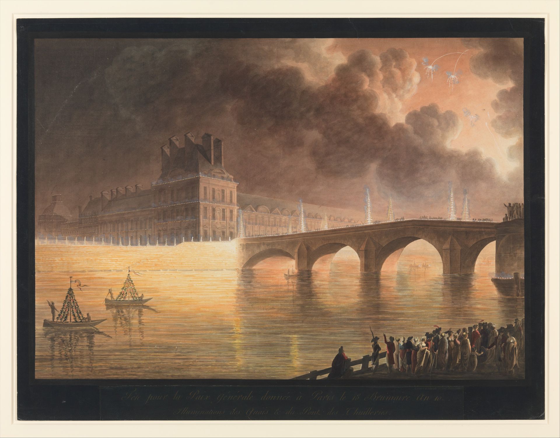 Fête pour la Paix Générale donnée à Paris le 18 Brumaire. Pont Royal by Francesco Piranesi