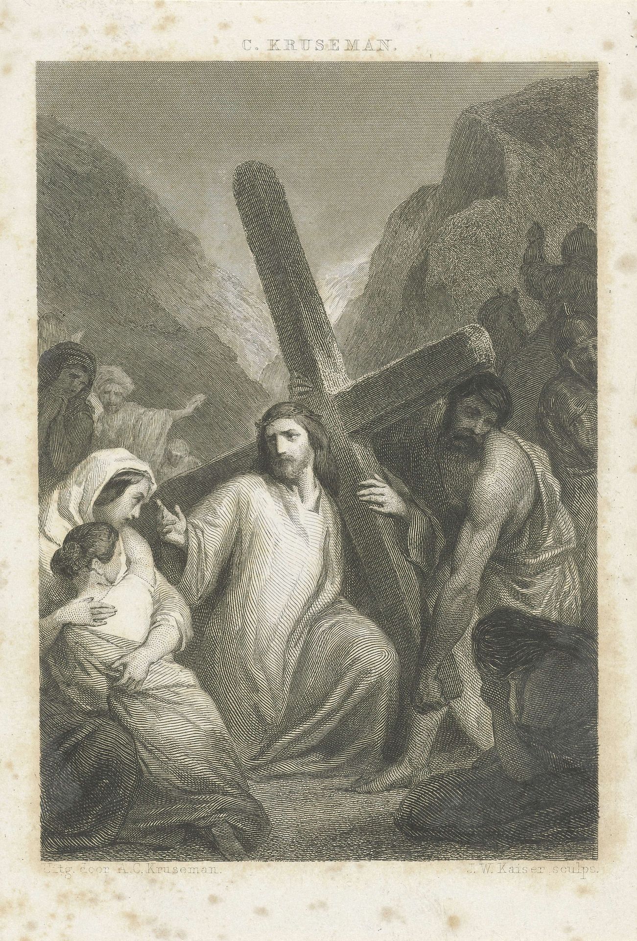 De kruisdraging by Johann Wilhelm (I) Kaiser
