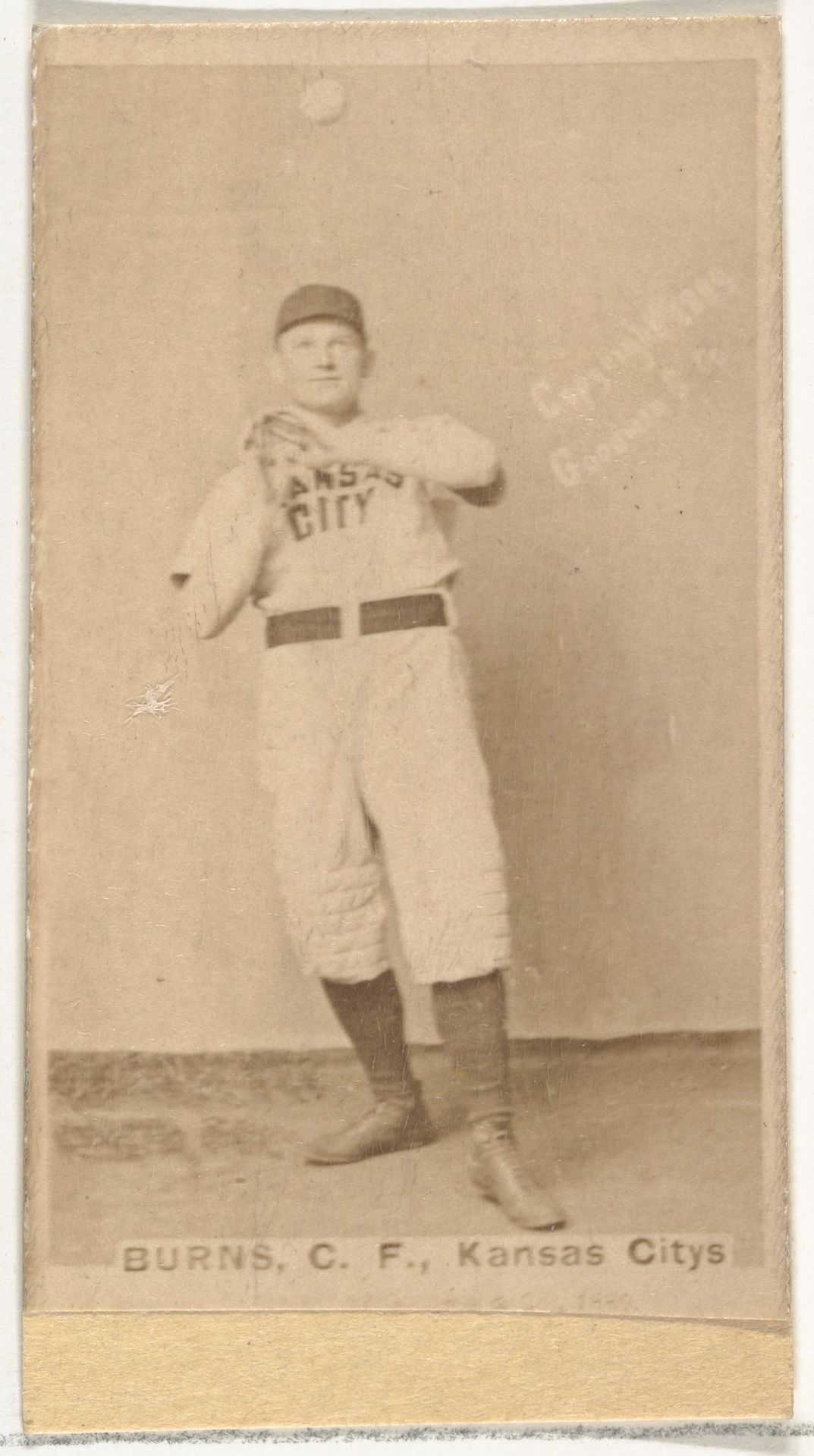James M. "Jim" Burns, Center Field, Kansas City Cowboys, from the Old Judge series (N172) for Old Judge Cigarettes by Goodwin & Company