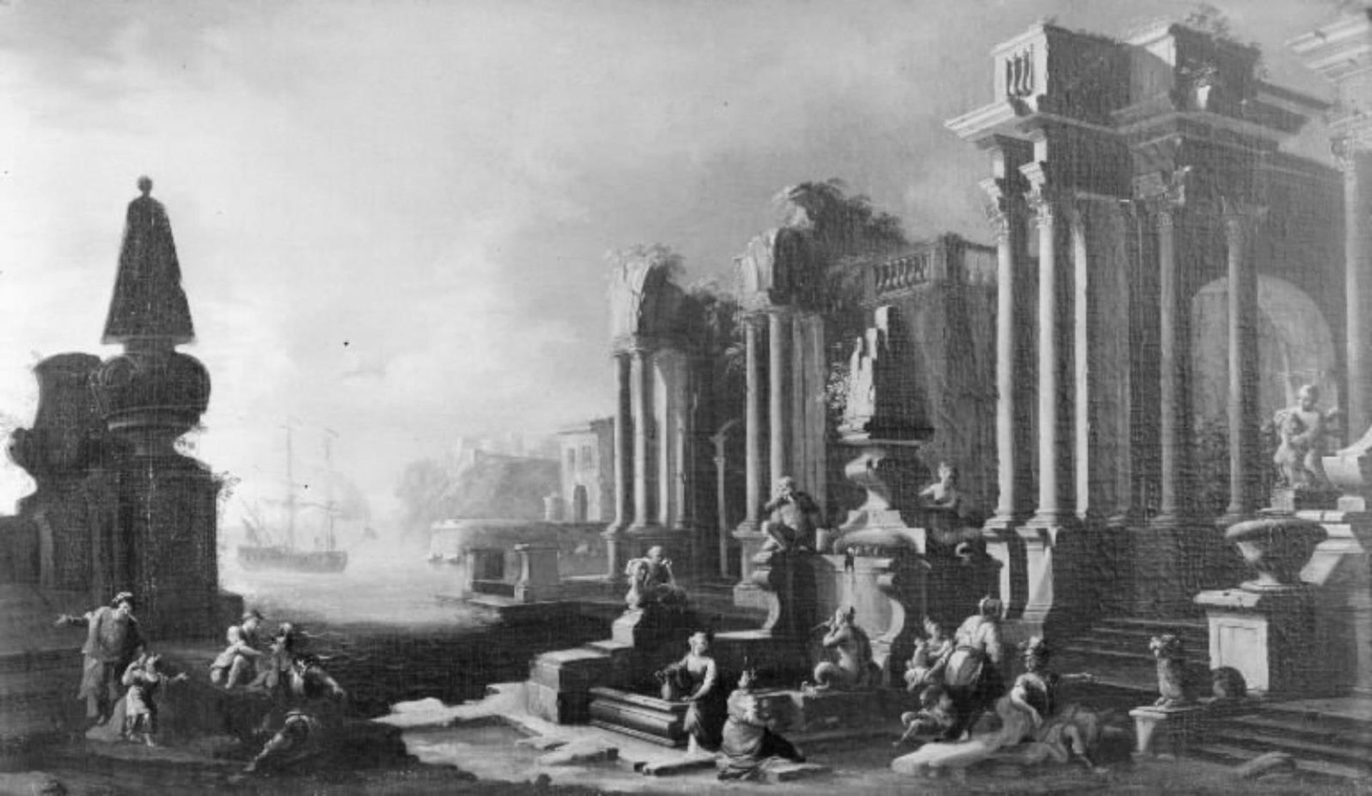 Ruins, Columns and a Triumphal Arch by Pietro Cappelli