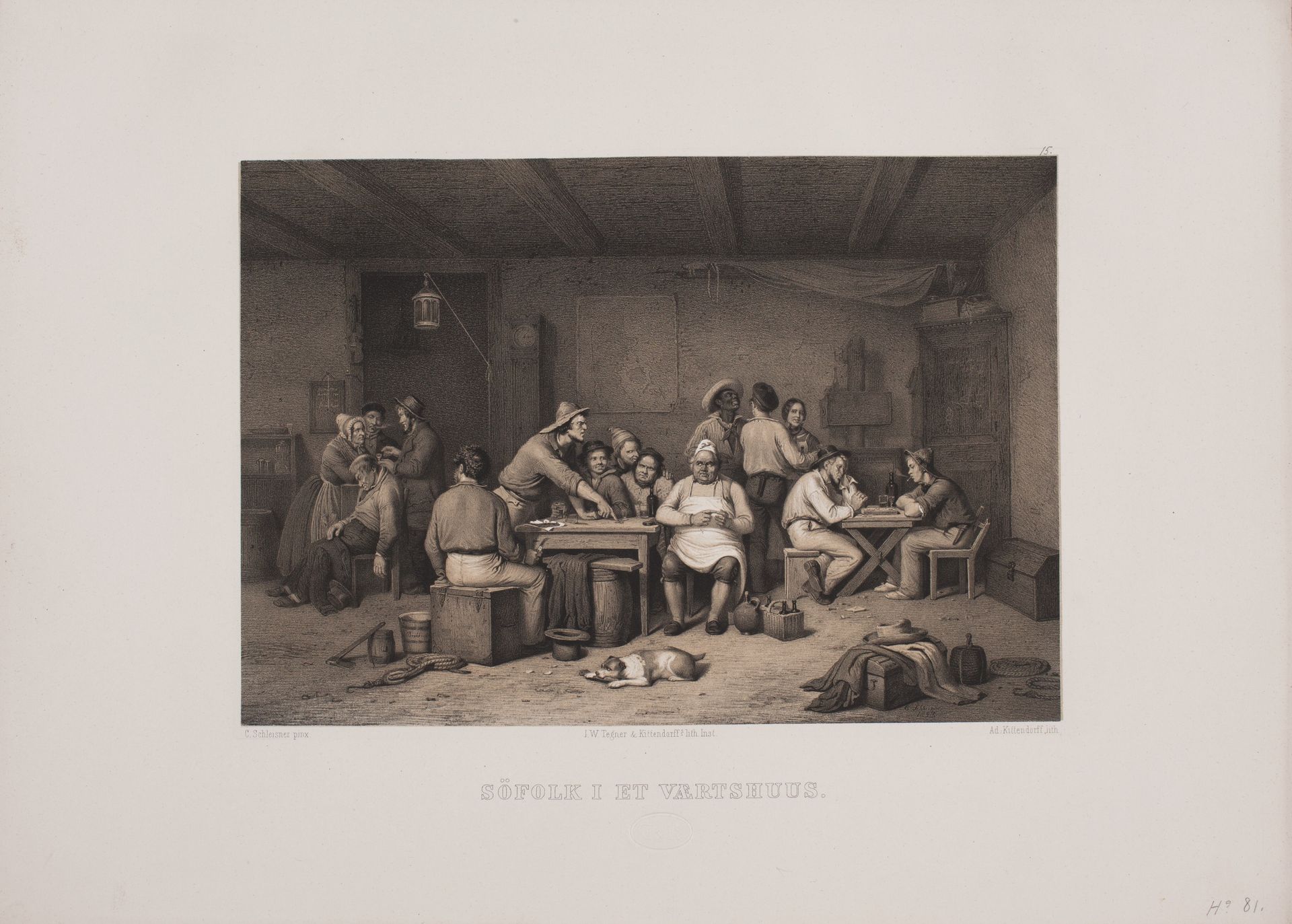 Søfolk i et værtshus by Adolph Kittendorff
