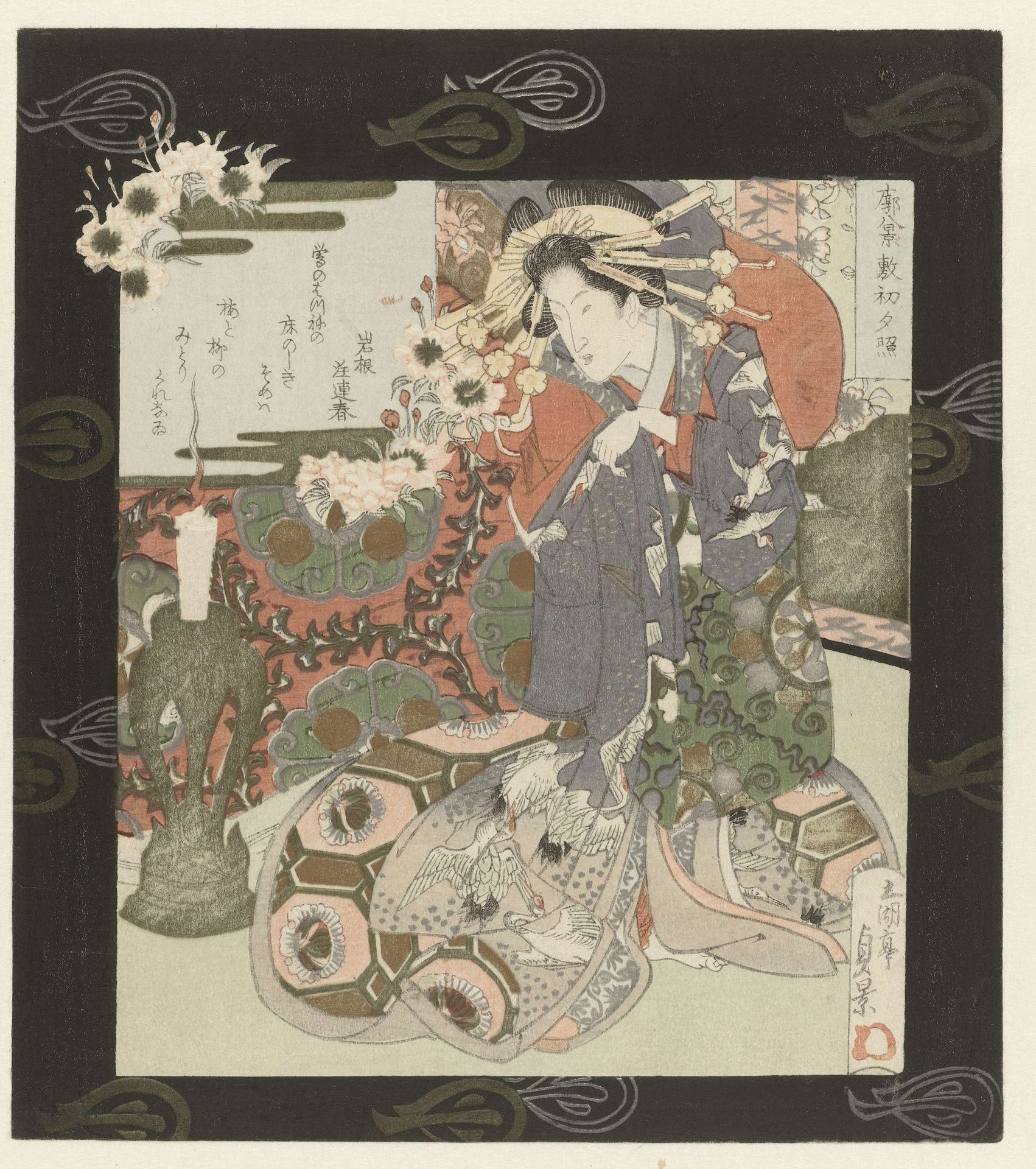 Courtisane bereidt zich voor op de nacht by Utagawa Sadakage