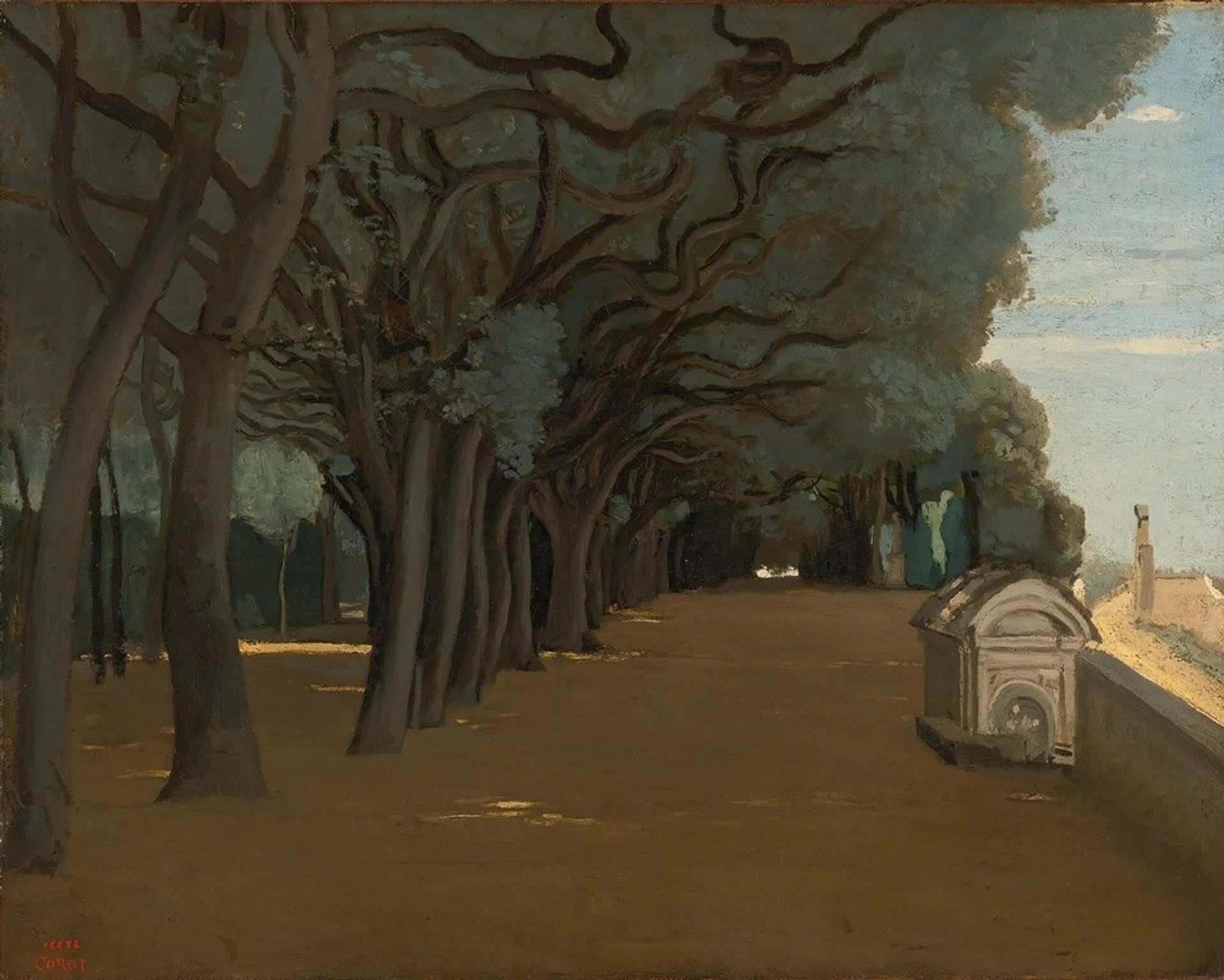 Rome; Terrasse De La Villa Pamphili by Camille Corot