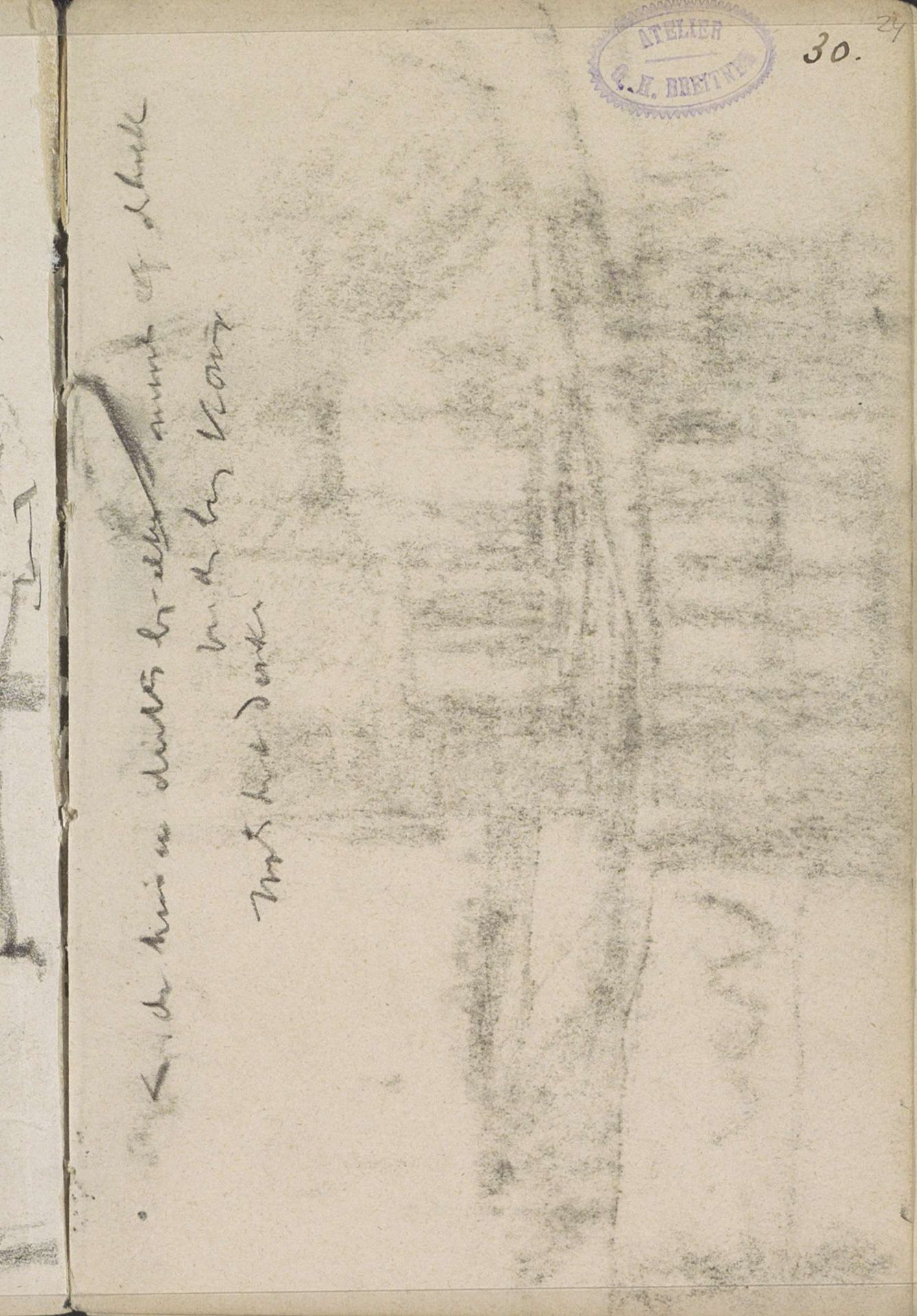 Gebouw, abklatsch van een krijttekening by George Hendrik Breitner