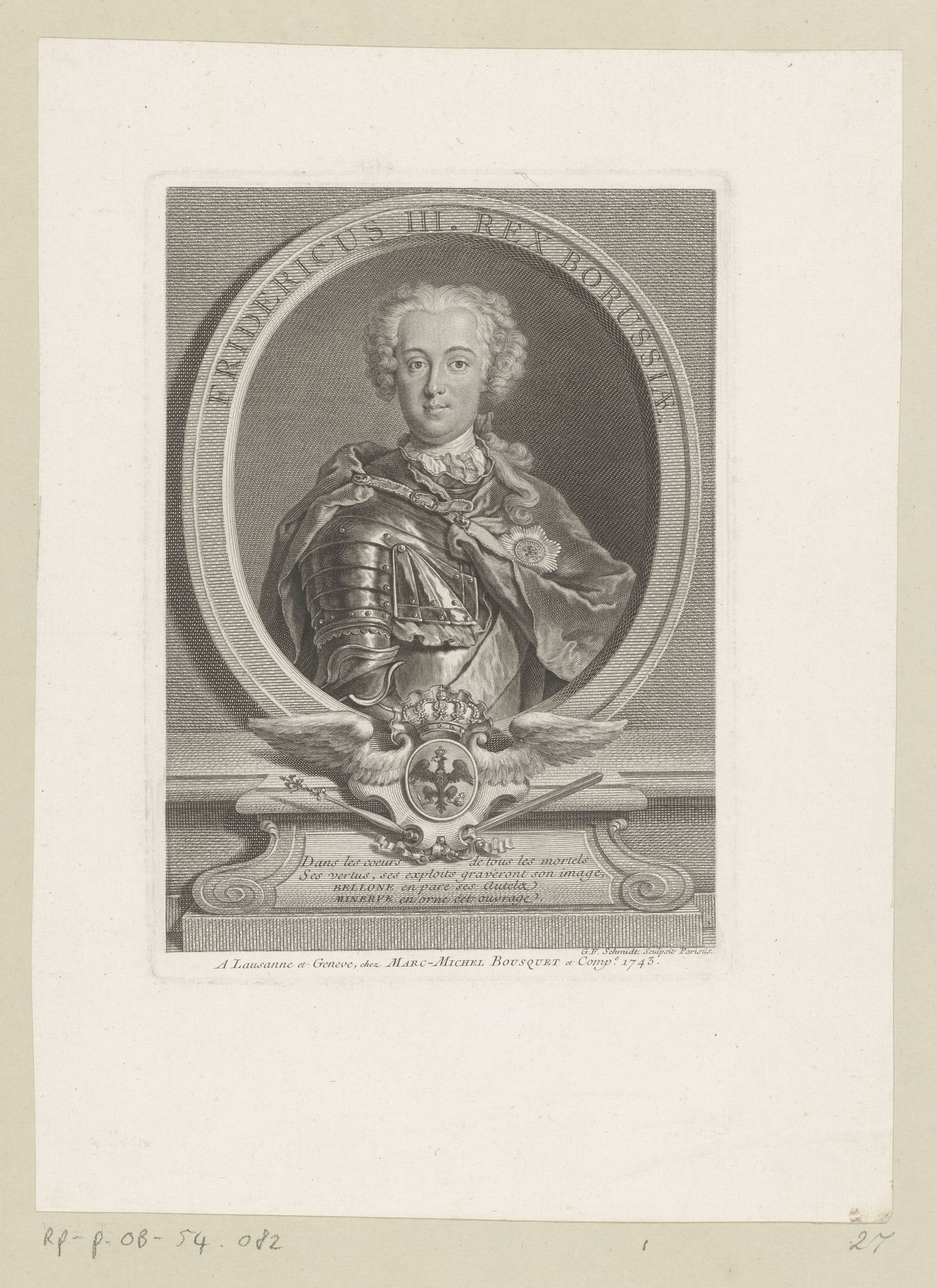 Portret van Frederik de Grote by Georg Friedrich Schmidt