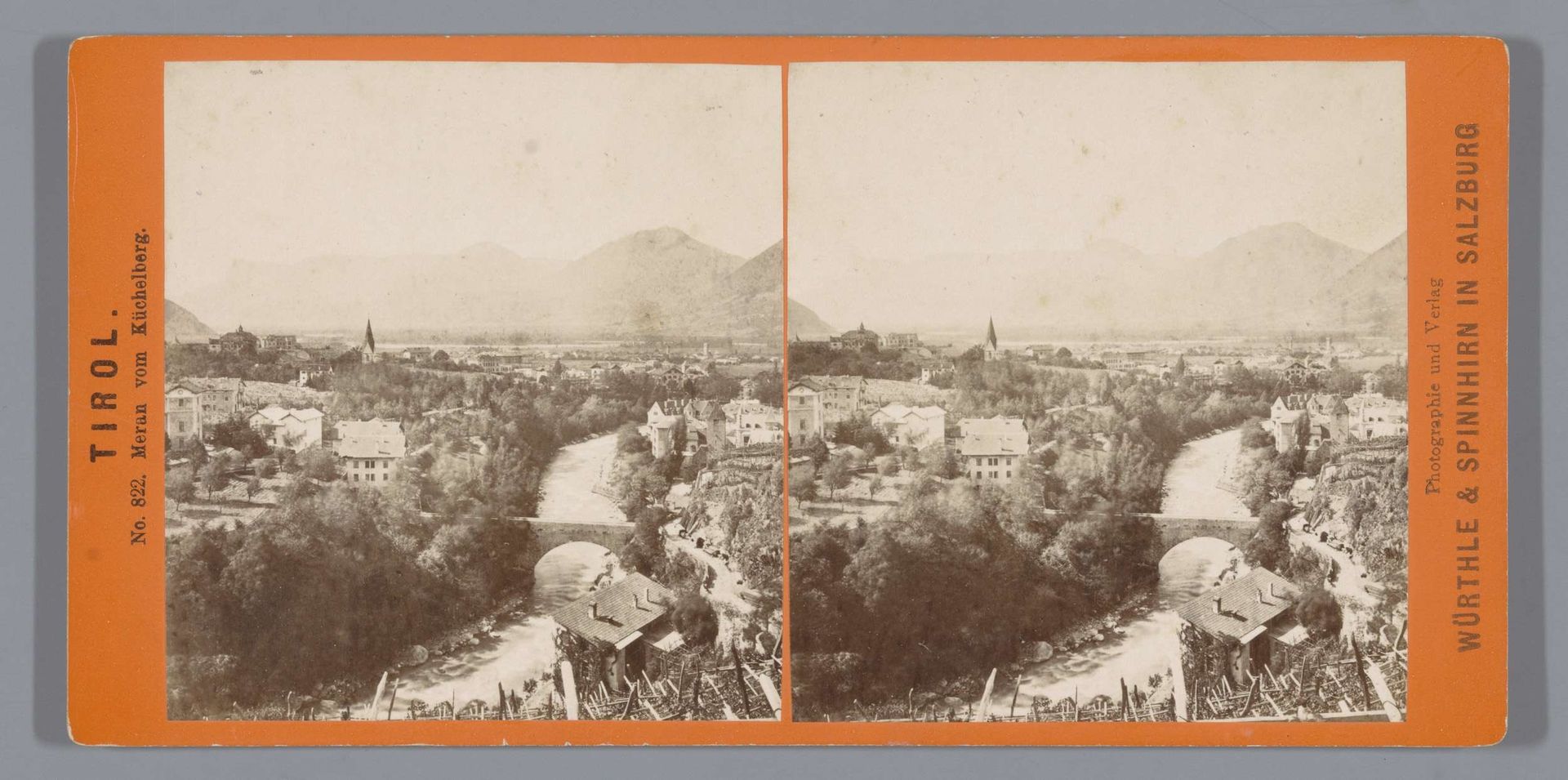 Gezicht op Meran, gezien vanaf de Küchelberg by Würthle & Spinnhirn