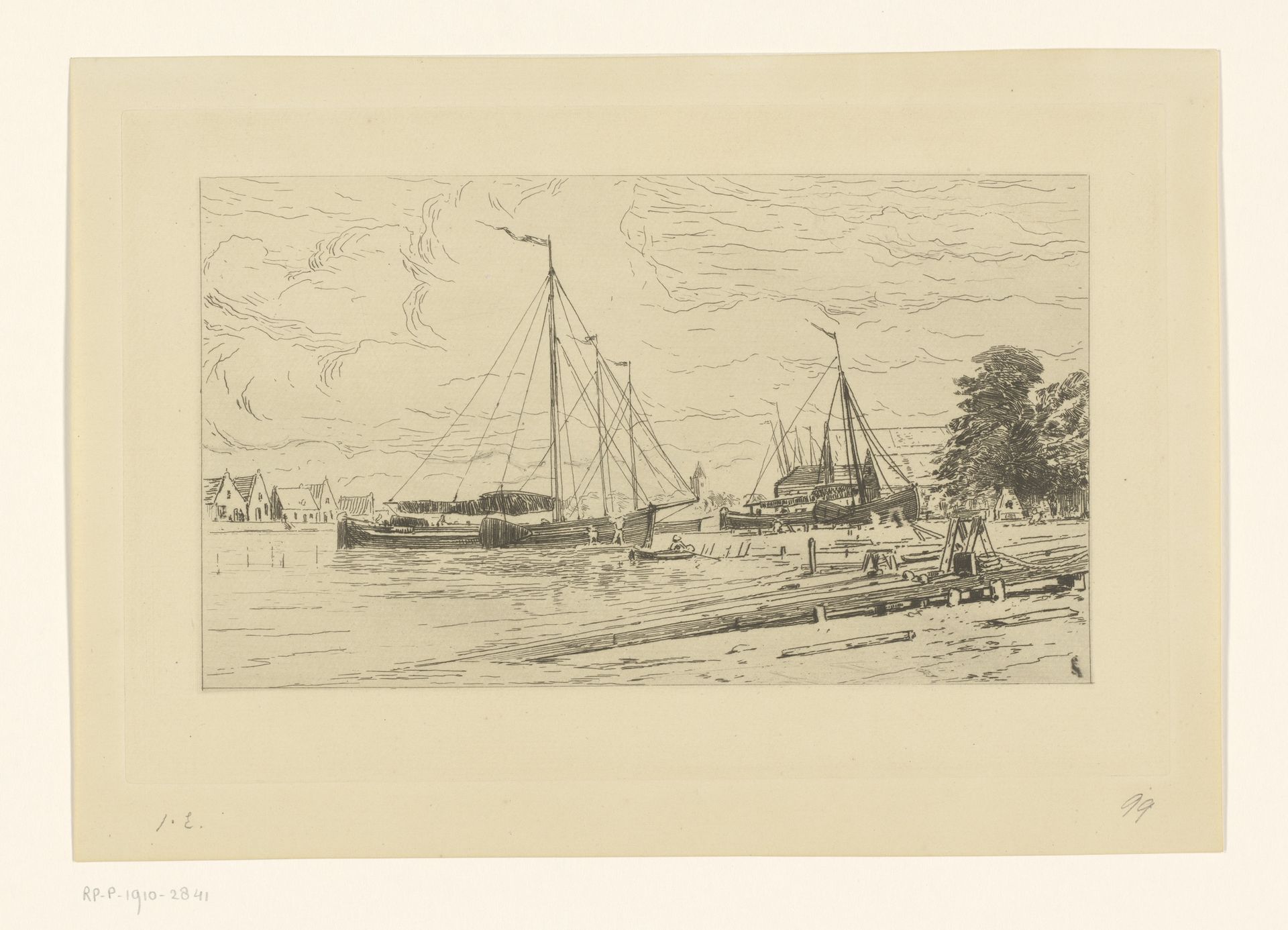 Scheepswerf in Muiden by Carel Nicolaas Storm van 's-Gravesande