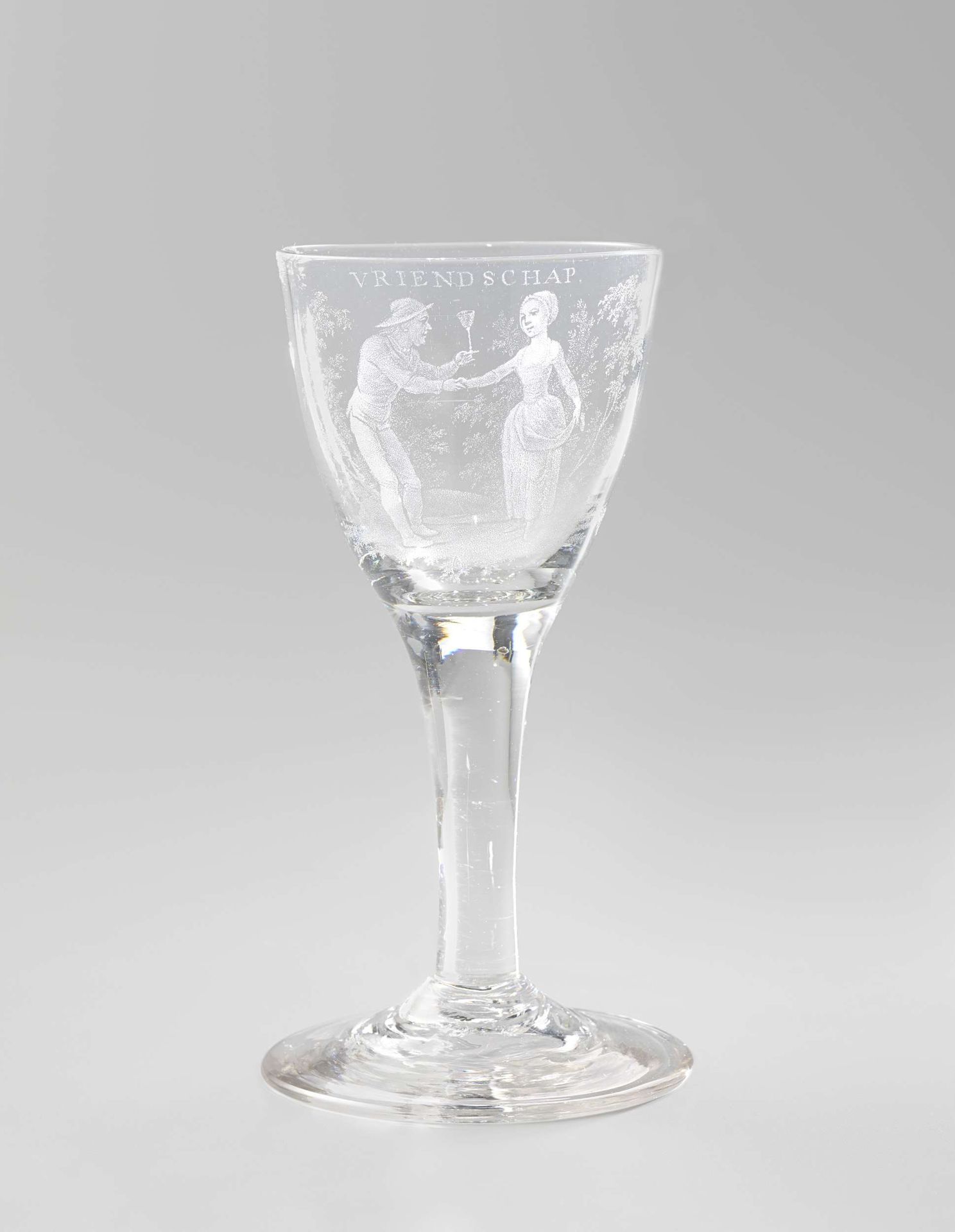 Wine glass with an Allegory of Friendship by Anonymous