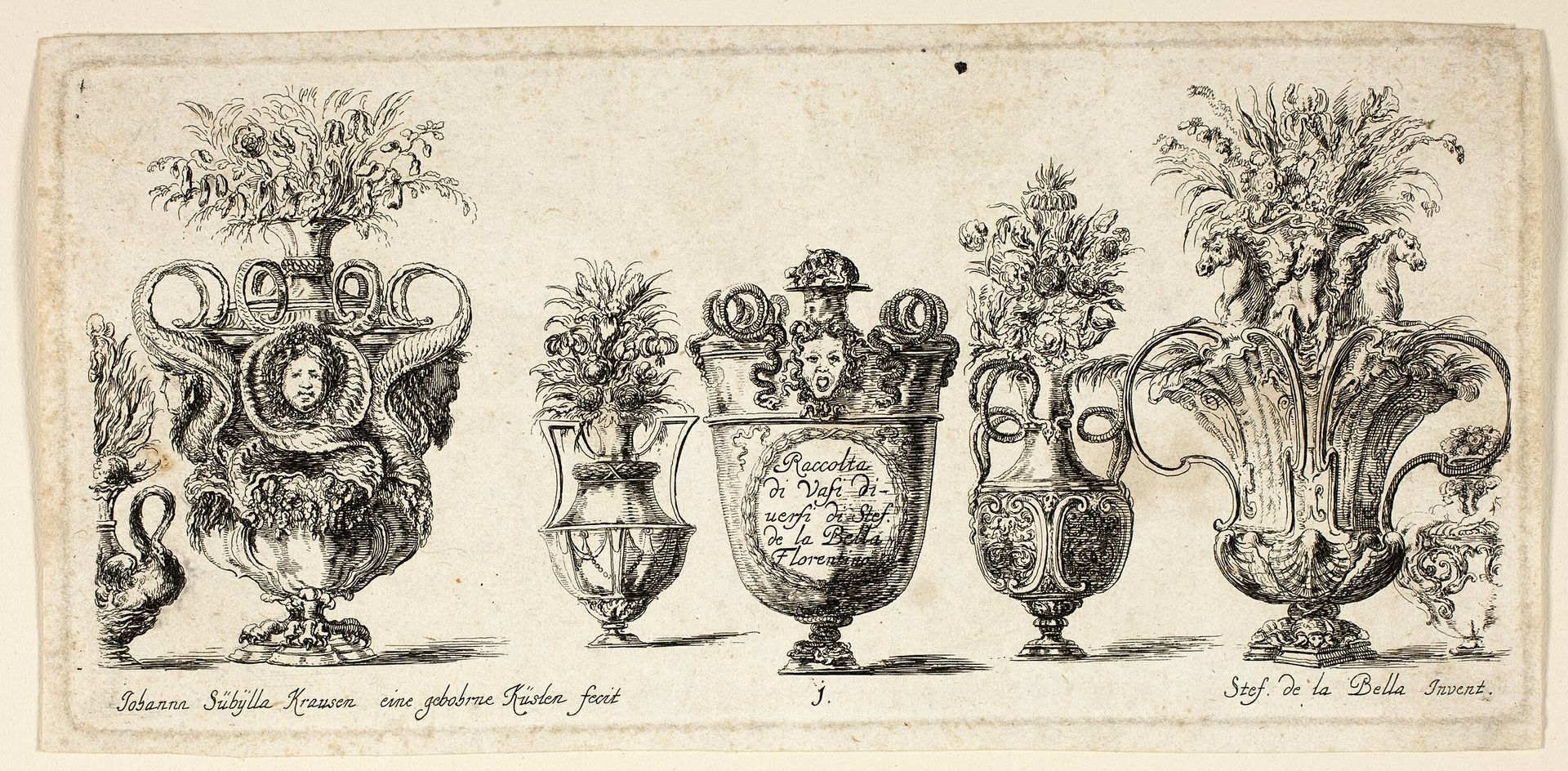 Plate One from Raccolta di Vasi diversi di Stef. de la Bella Fiorentino by Johanna Sibylla Küsel