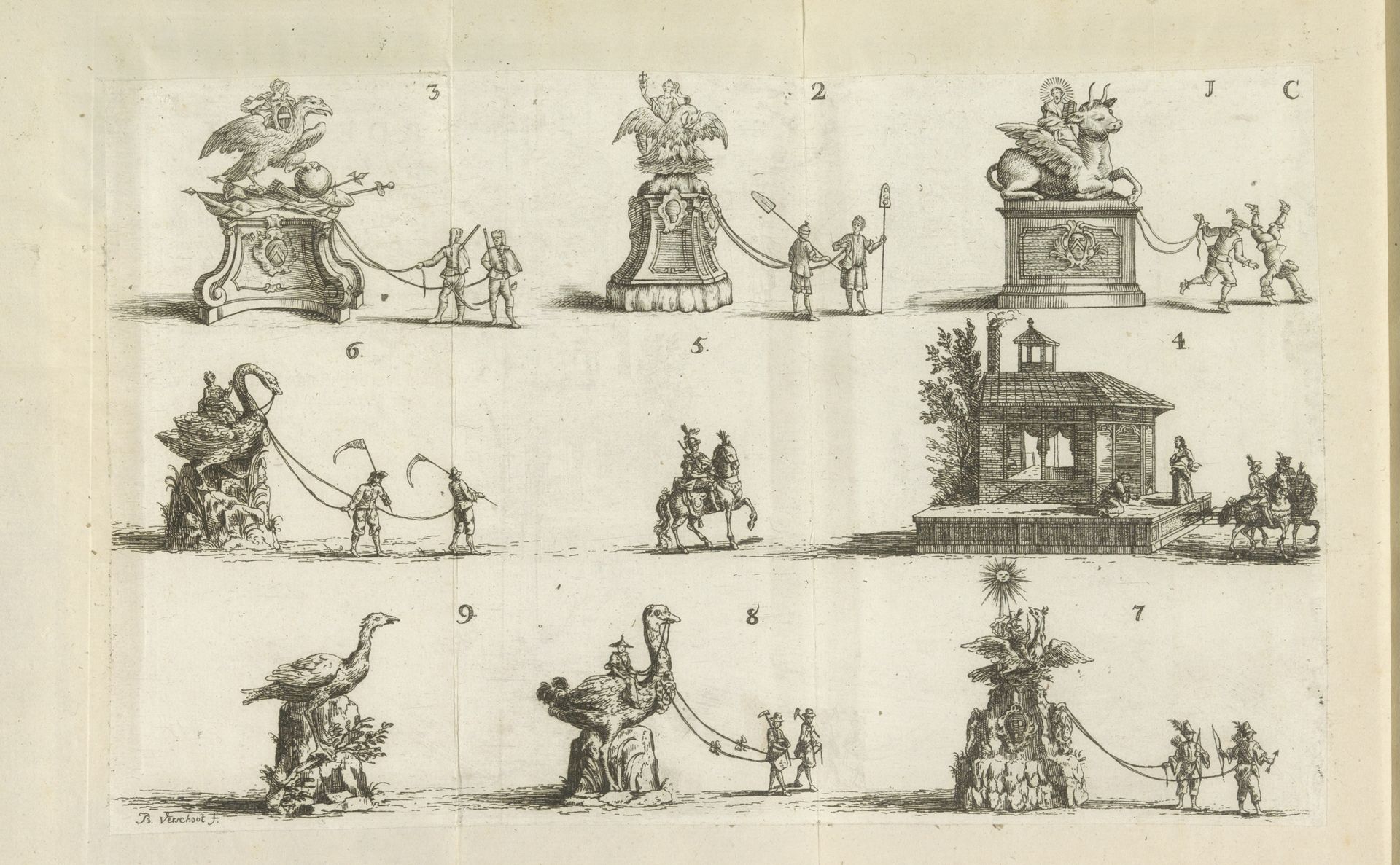 Negen vertoningen, genummerd 1-9, 1749 by Bernard Verschoot