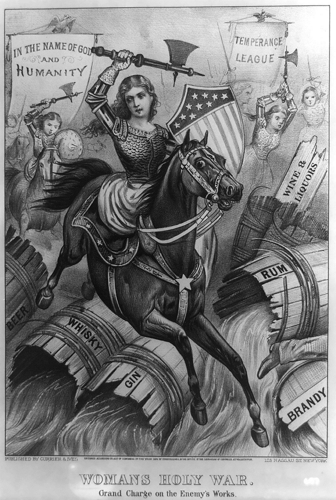 Woman's Holy War. Grand Charge on the Enemy's Works by Currier and Ives