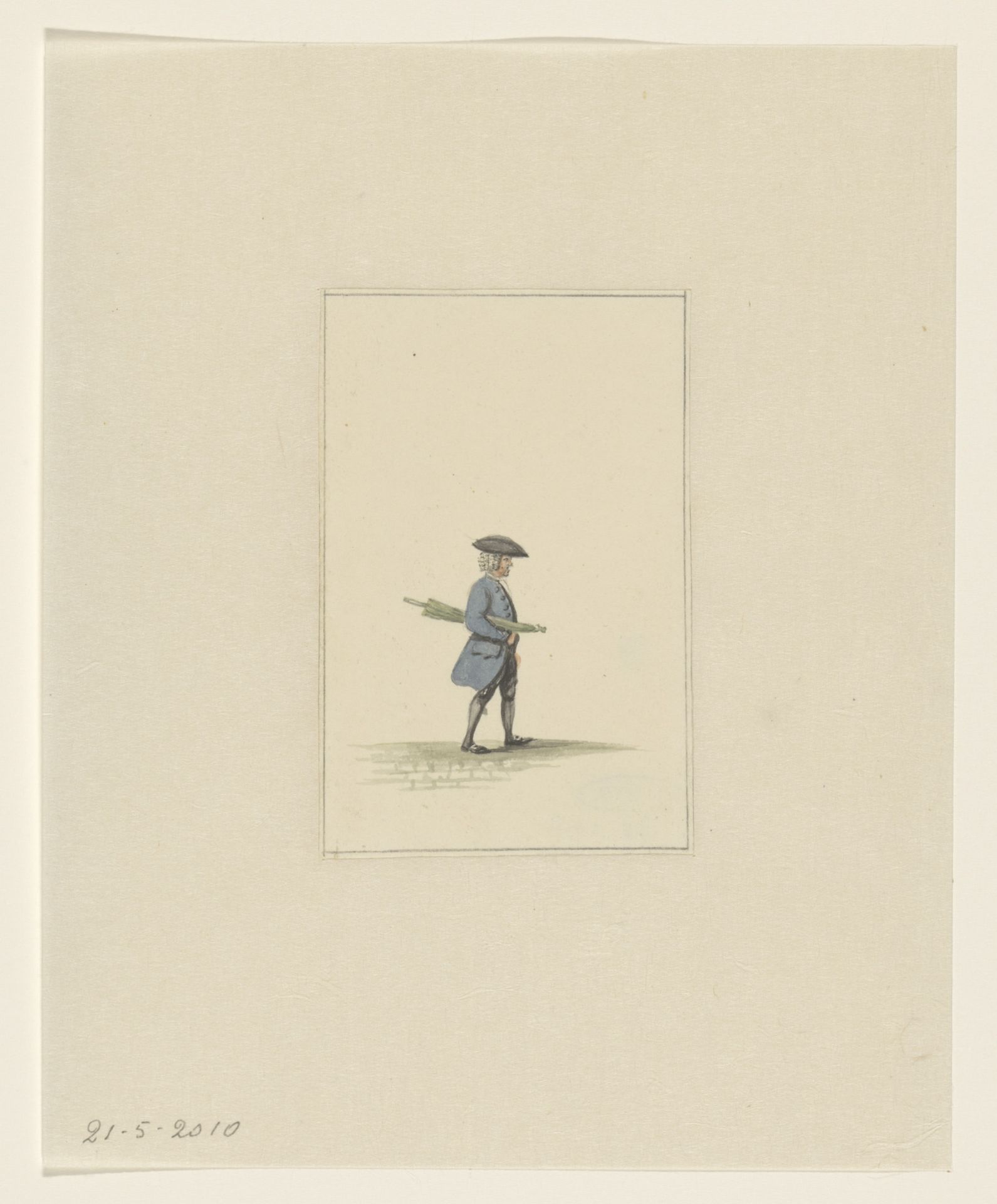 Wandelende heer met paraplu by Joannes Pieter Visser Bender