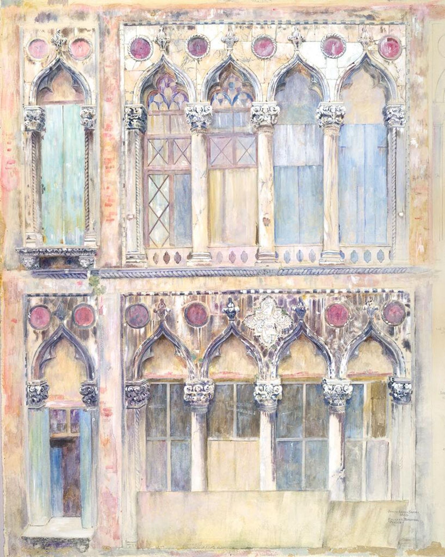 Palazzo Bernardo, Venice, Italy; verso: Sketch of the Palazzo Bernardo by Joseph Smith