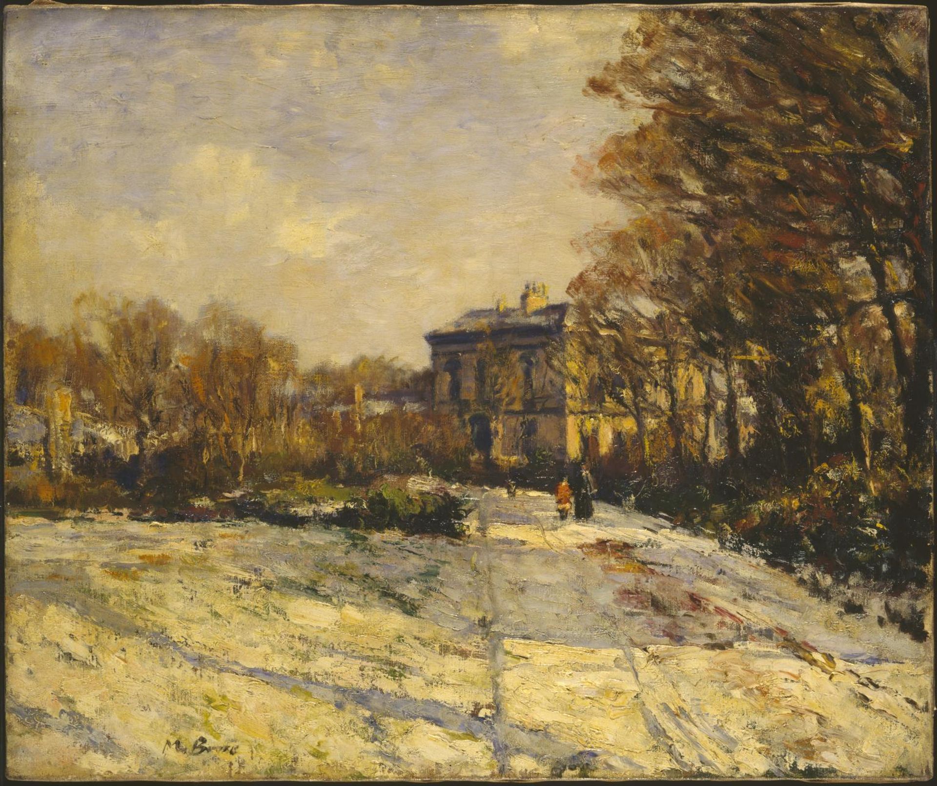 Snowy Morning, Queen Margaret’s College, Glasgow by  Sir Muirhead Bone