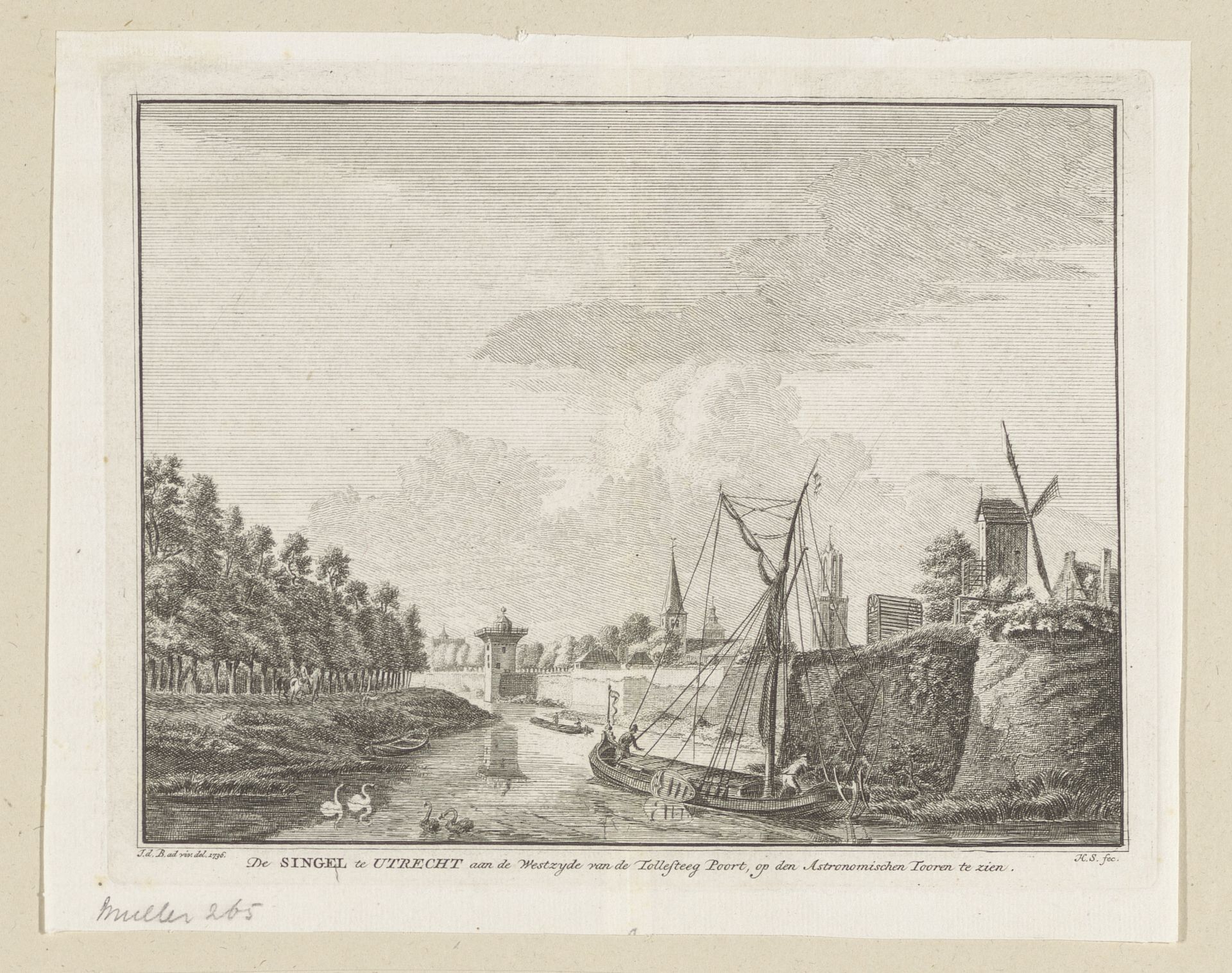 Gezicht op de stadswal en Smeetoren te Utrecht by Hendrik Spilman