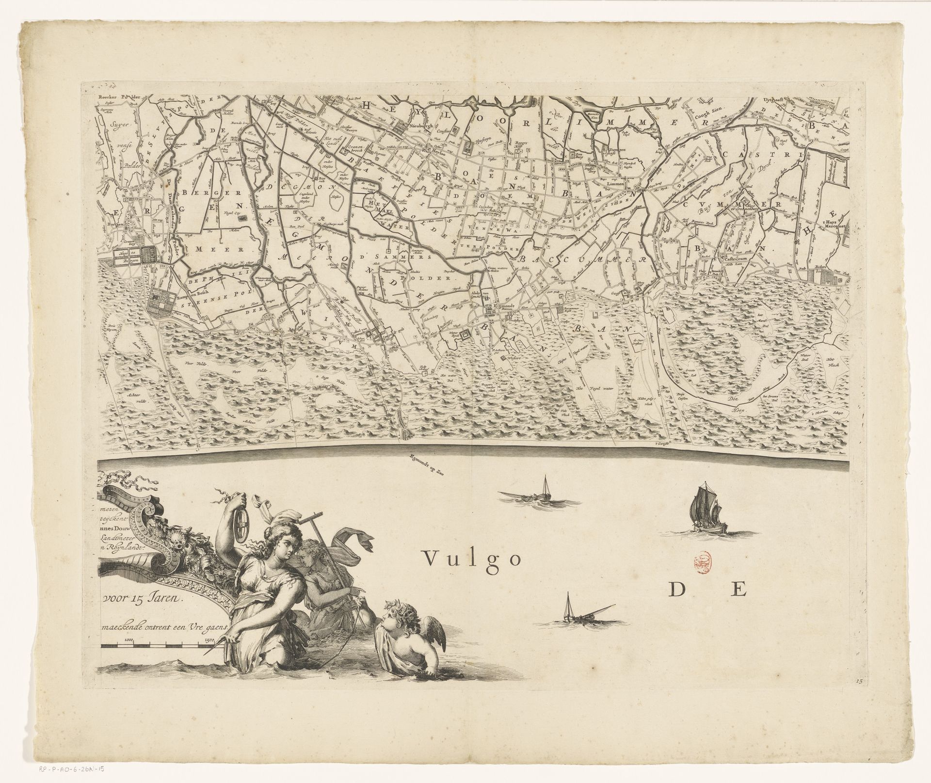 Kaart van Kennemerland en West-Friesland (vijftiende deel) by Coenraet Decker