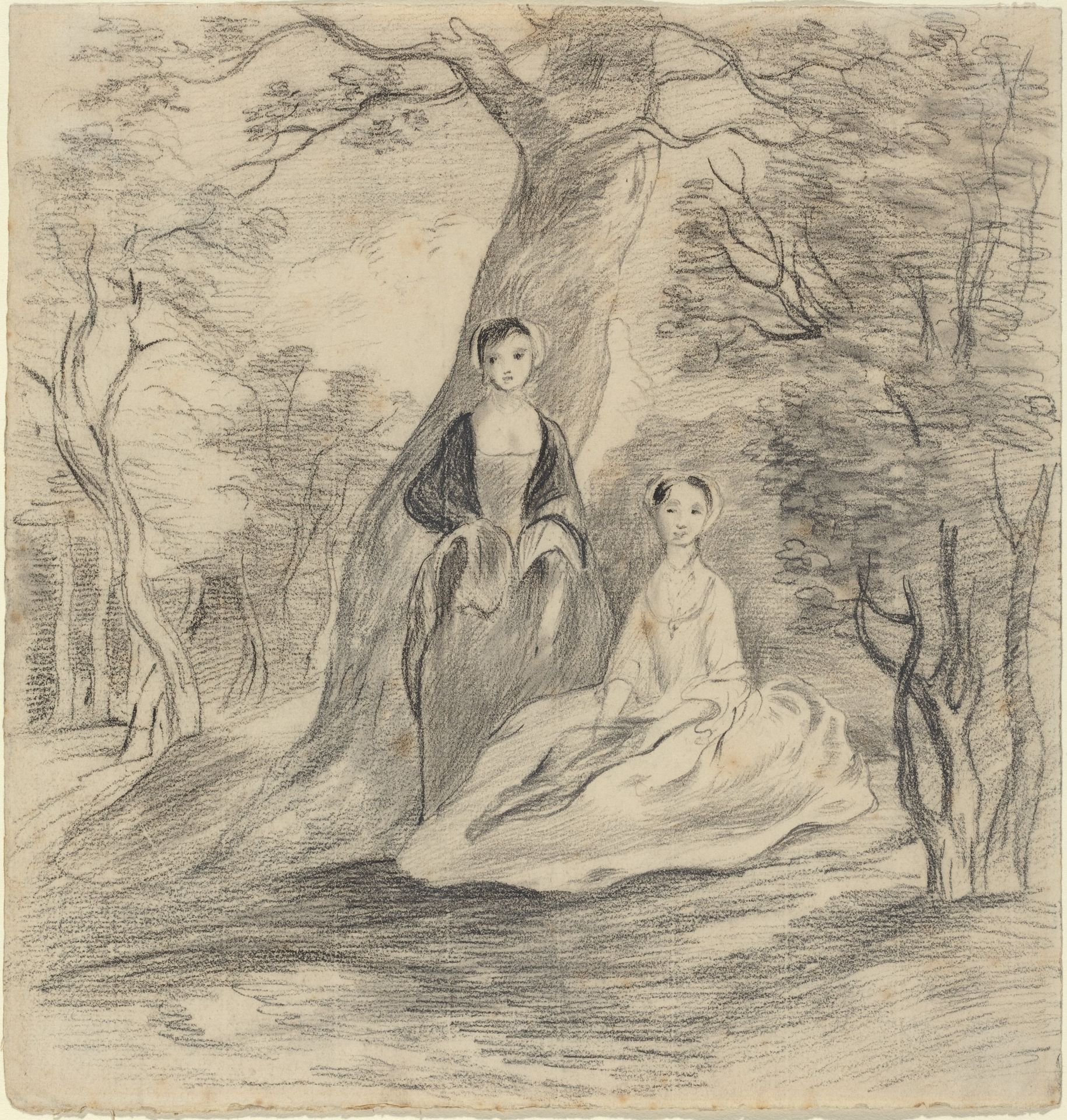 Two Girls in a Landscape by George Frost