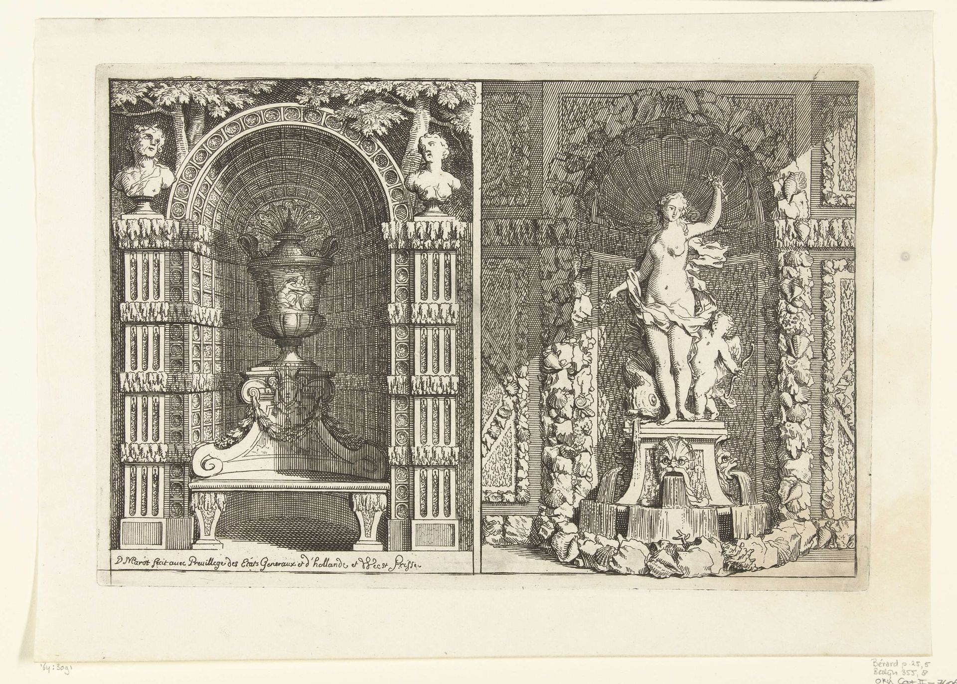 Twee gebogen nissen by Daniël (I) Marot