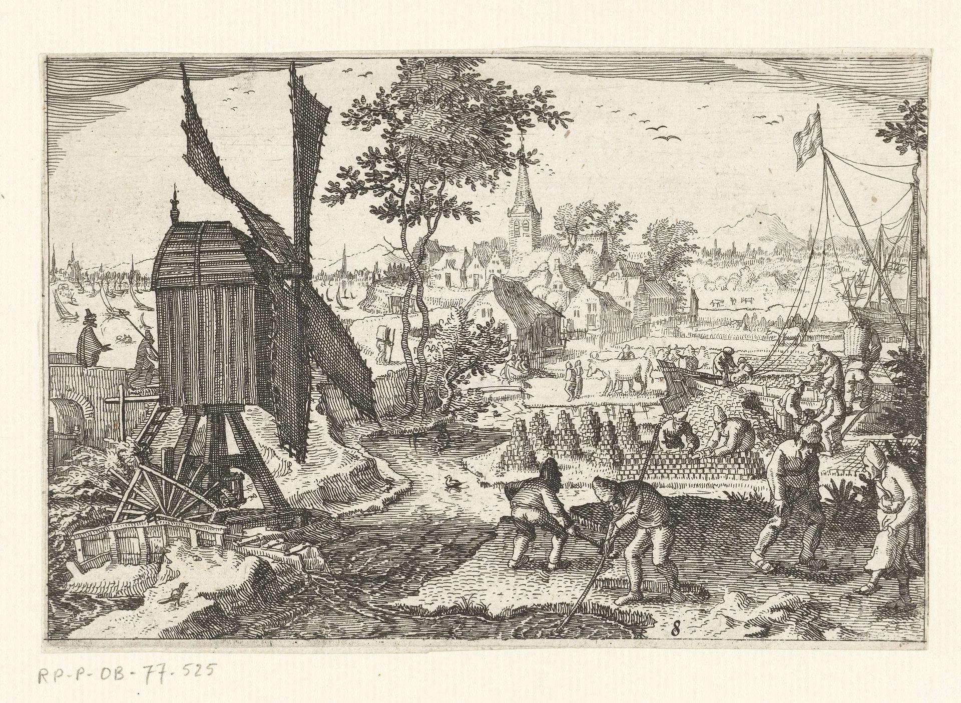 Turfsteken, ca. 1600 by Claes Jansz. Visscher