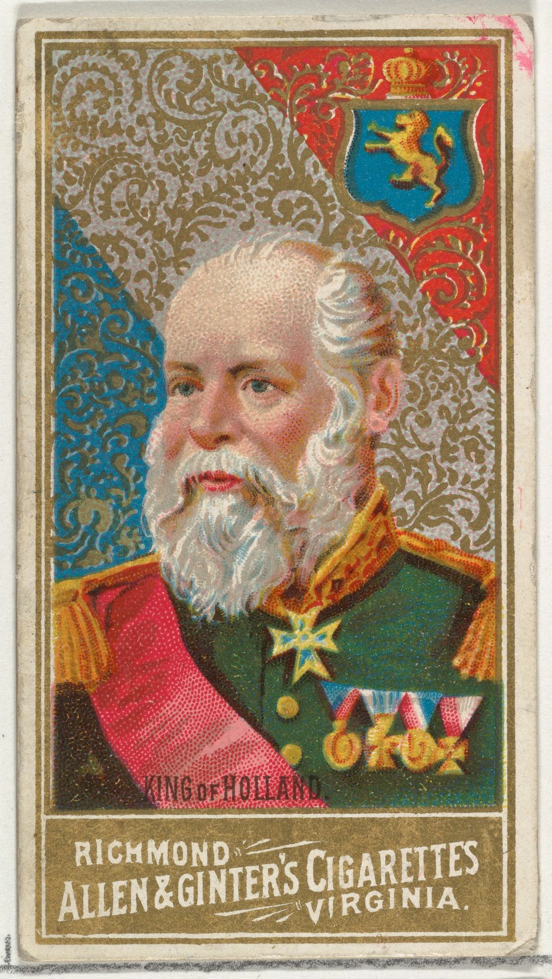 King of Holland, from World's Sovereigns series (N34) for Allen & Ginter Cigarettes by Allen & Ginter