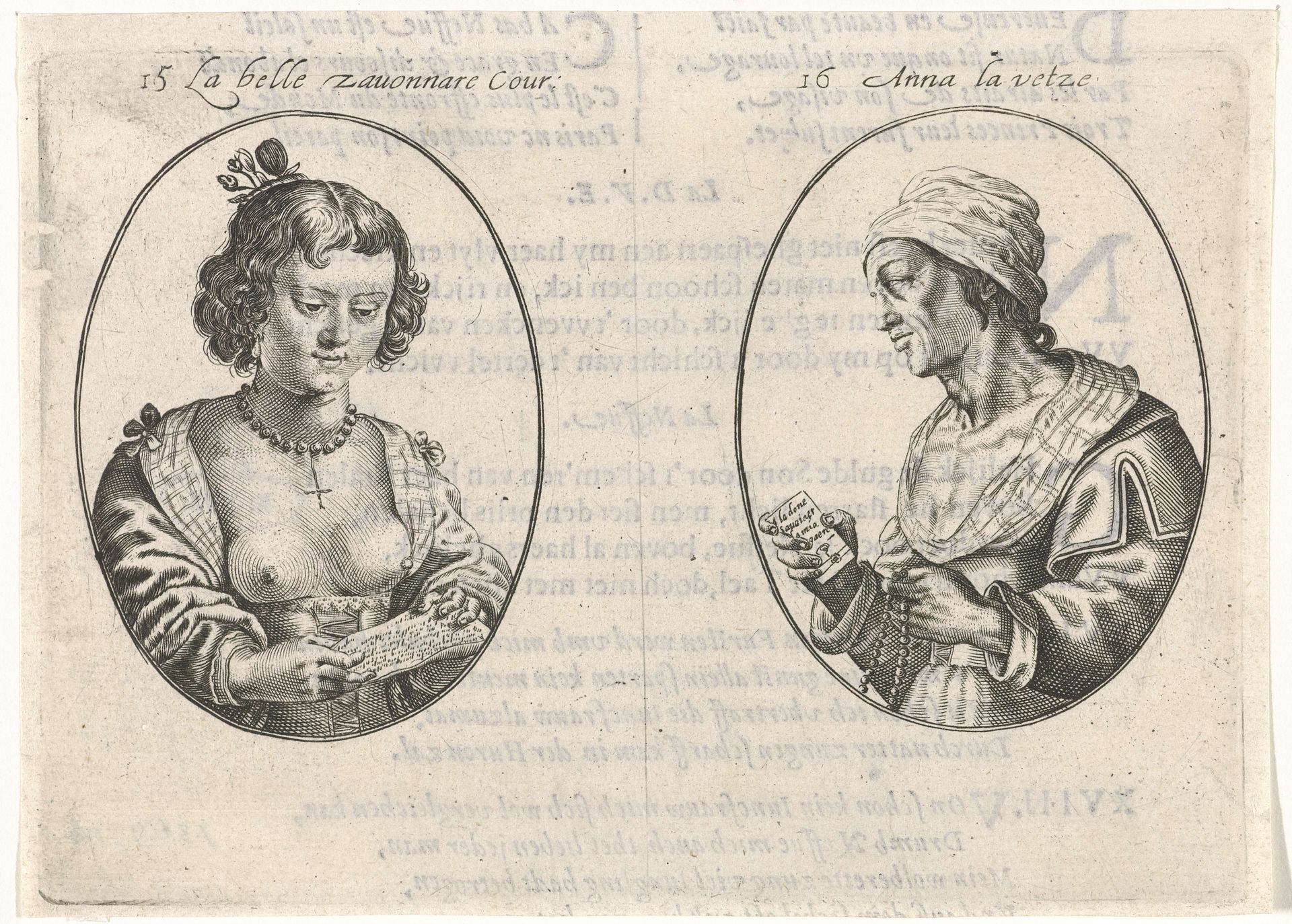 Portretten van twee courtisanes by Crispijn van de (II) Passe