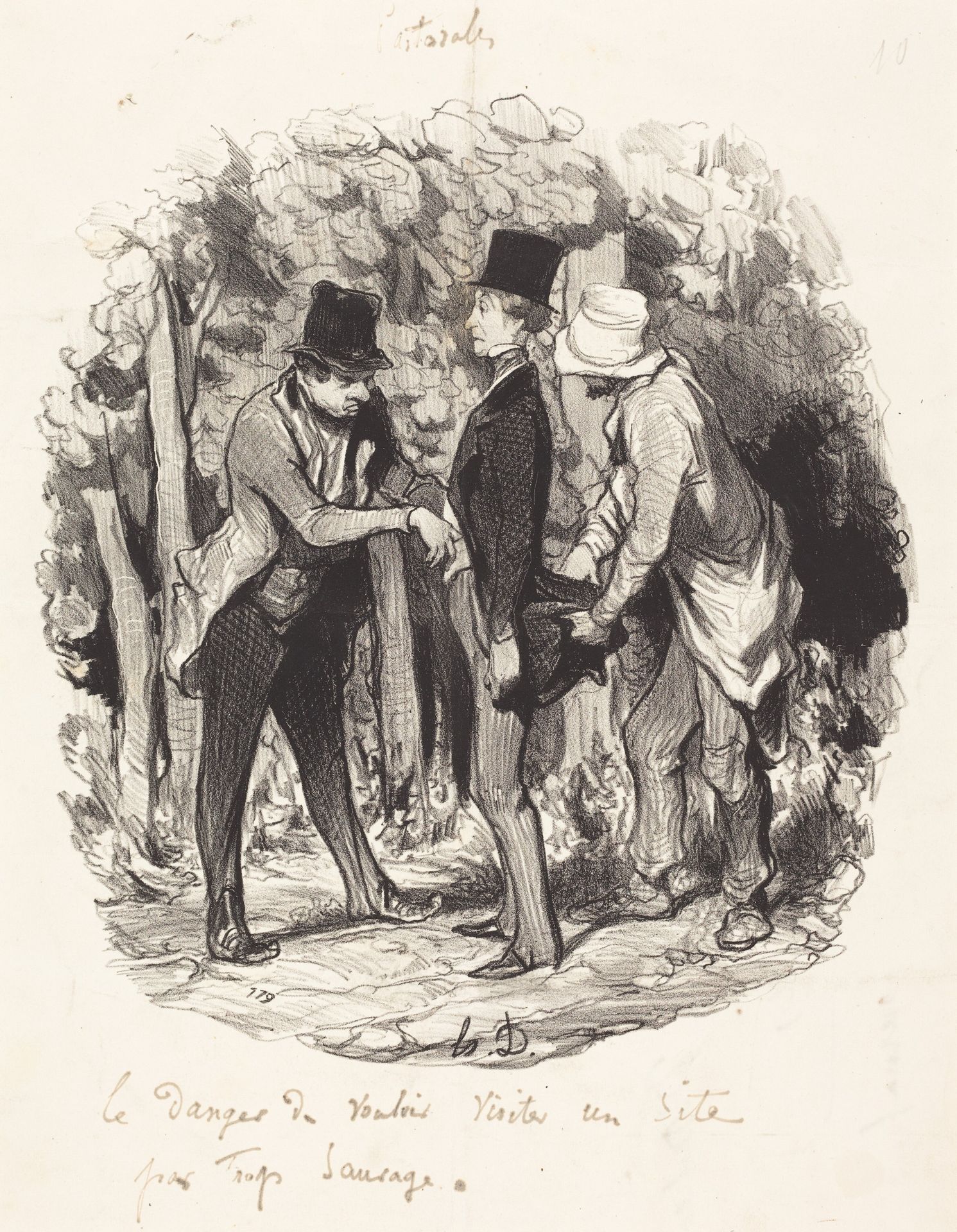 Le Danger de... visiter un site par trop sauvage by Honoré Daumier