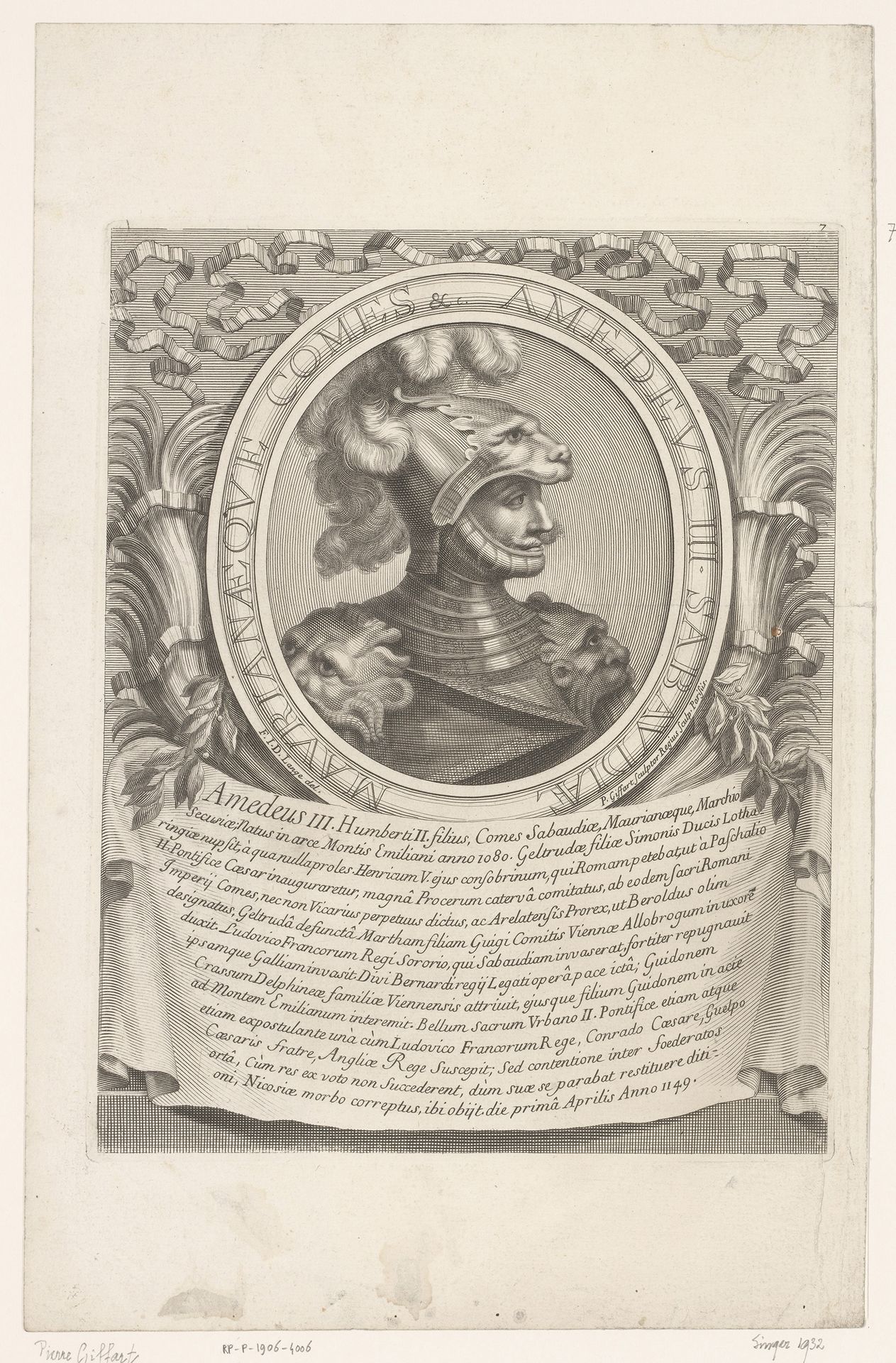 Portret van Amedeus III van Savoye by Pierre François Giffart