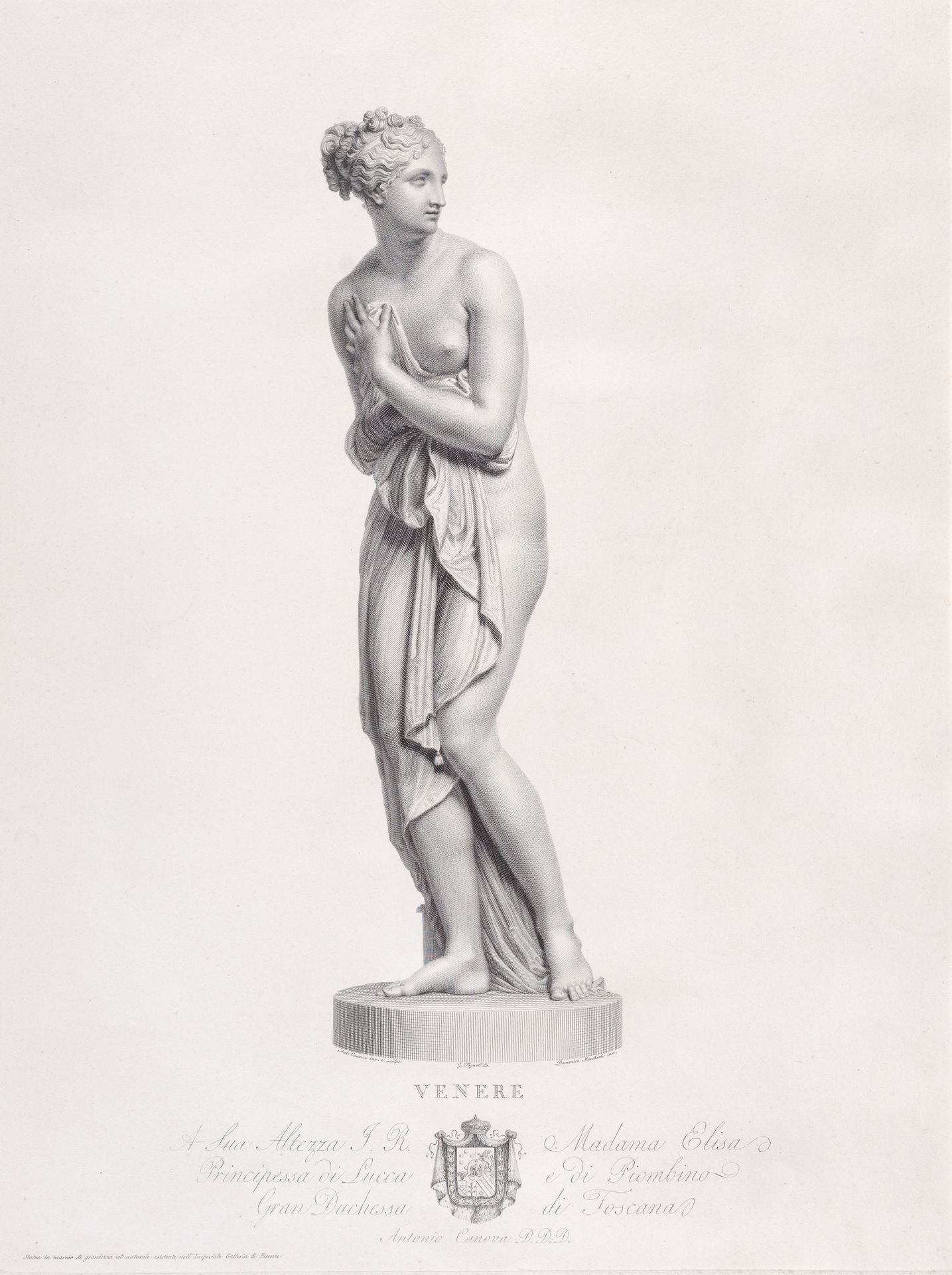 Venus, frontal view, from "Oeuvre de Canova: Recueil de Statues..." by Domenico Marchetti