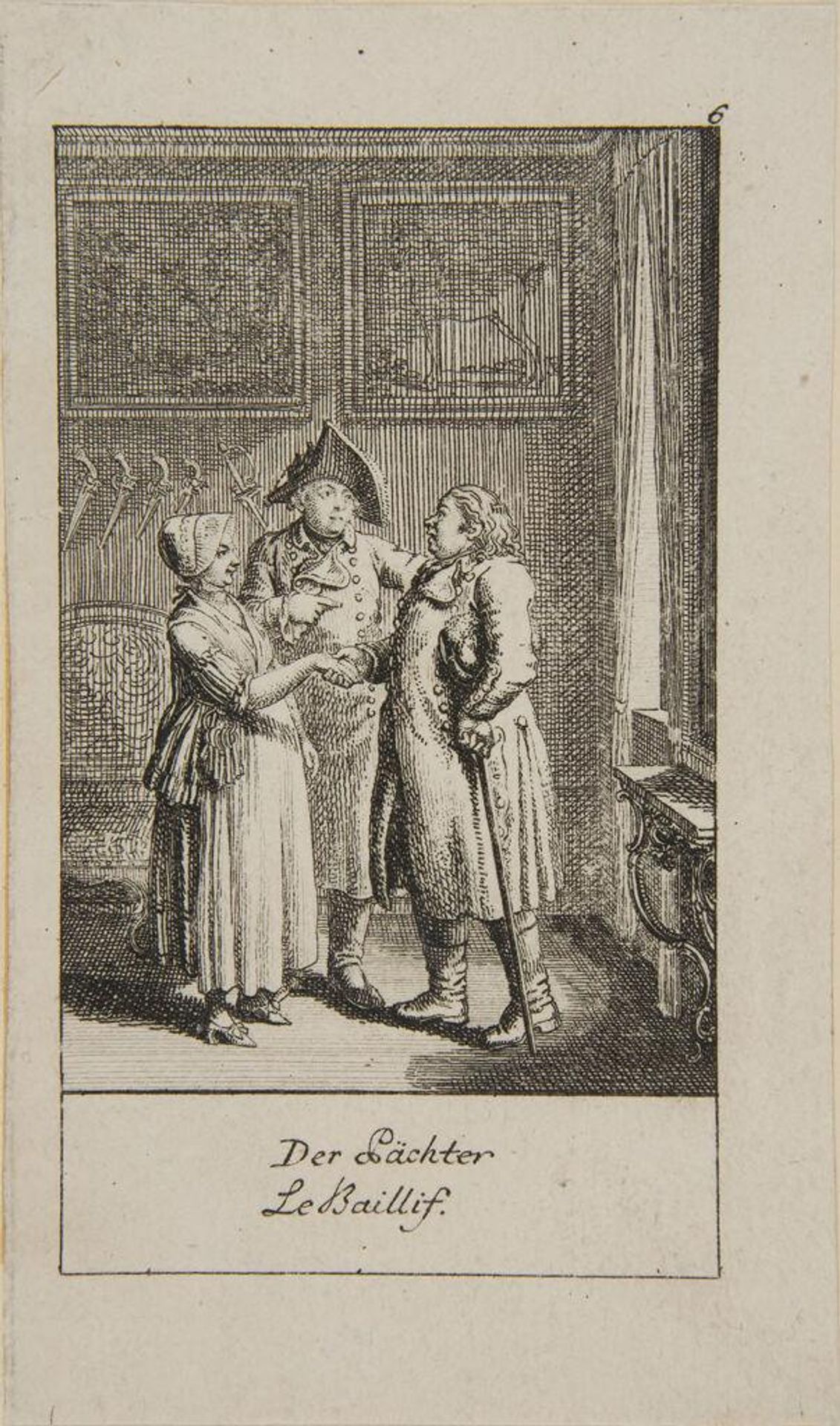 Illustration for "Wedding Proposals": The Bailiff by Daniel Nikolaus Chodowiecki