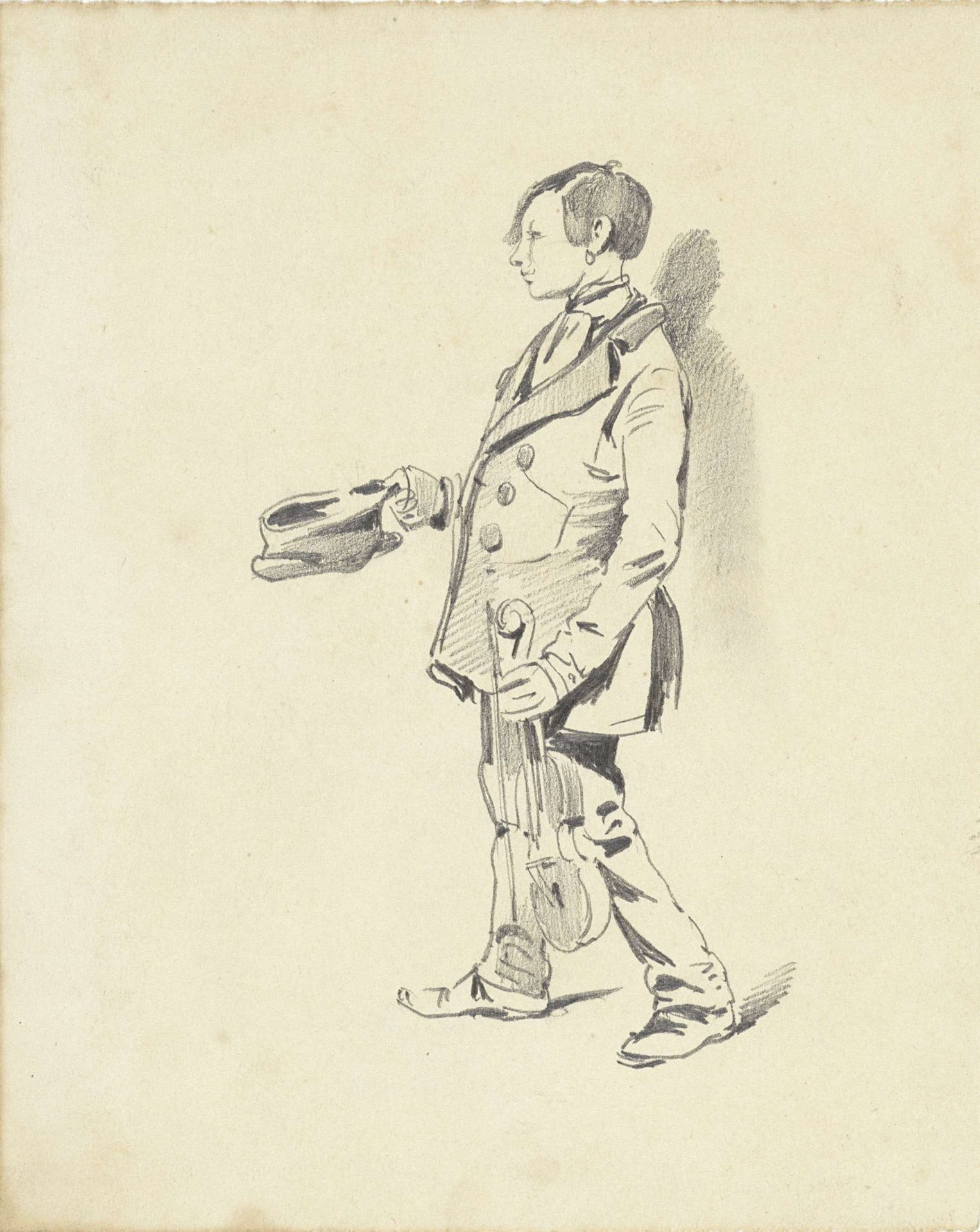 Straatmuzikant met viool by Pieter van Loon