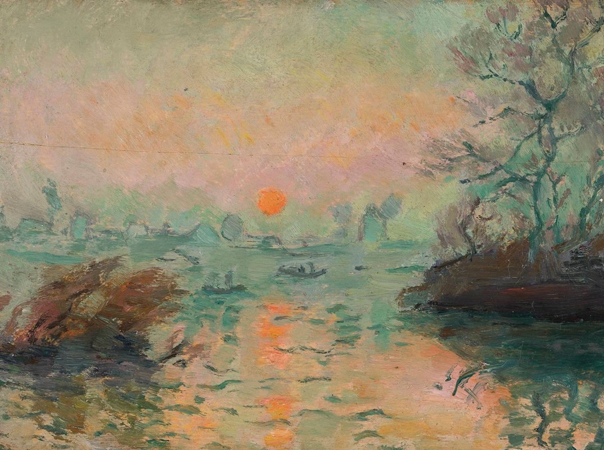Landscape at sunset by Tadeusz Makowski