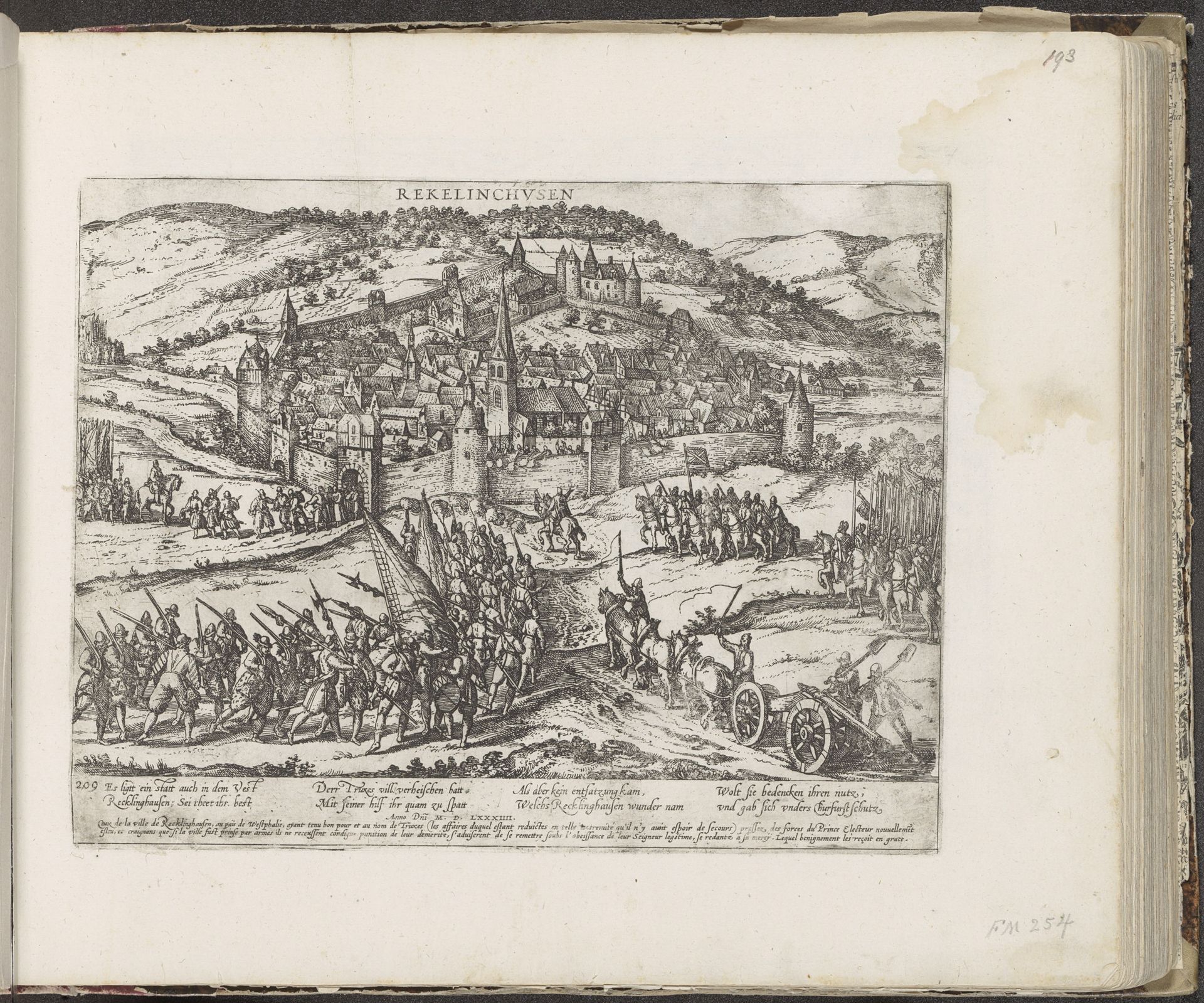 Recklinghausen valt Truchsess af, 1584 by Frans Hogenberg