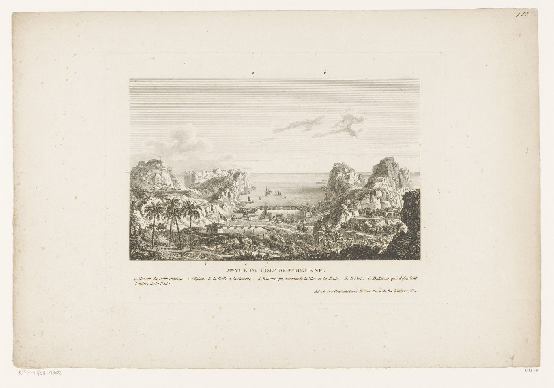 Gezicht op Sint-Helena by Jean Jérôme Baugean
