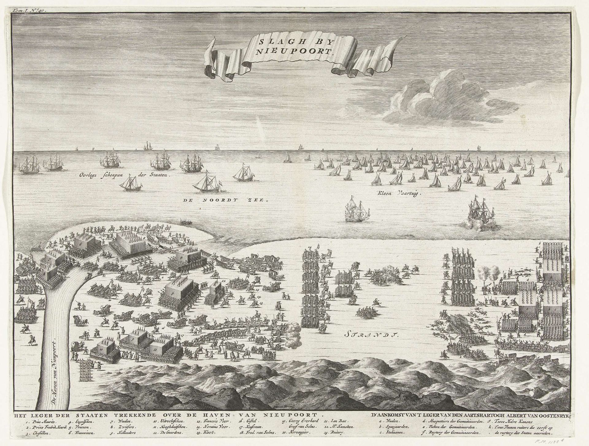 Het Staatse leger steekt de haven bij Nieuwpoort over en de eerste schermutselingen met het Spaanse leger, 1600 by Anonymous
