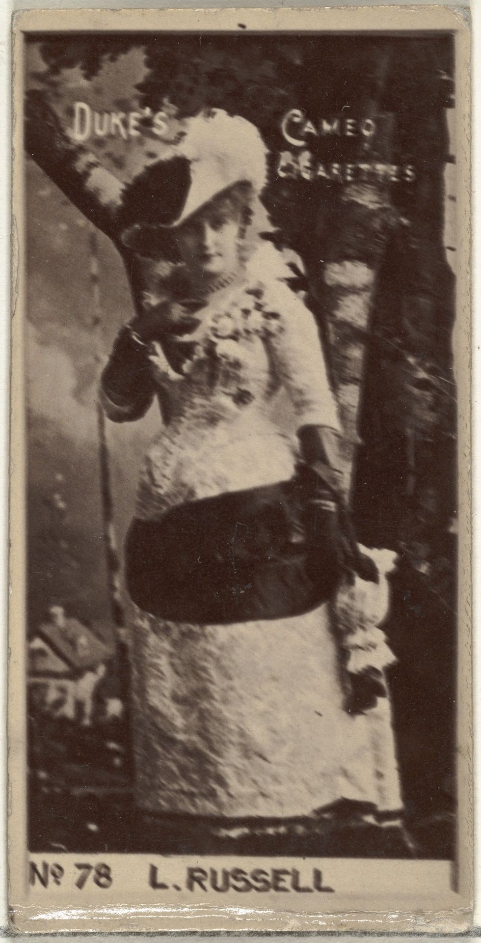 Card Number 78, Lillian Russell, from the Actors and Actresses series (N145-4) issued by Duke Sons & Co. to promote Cameo Cigarettes by W. Duke, Sons & Co.