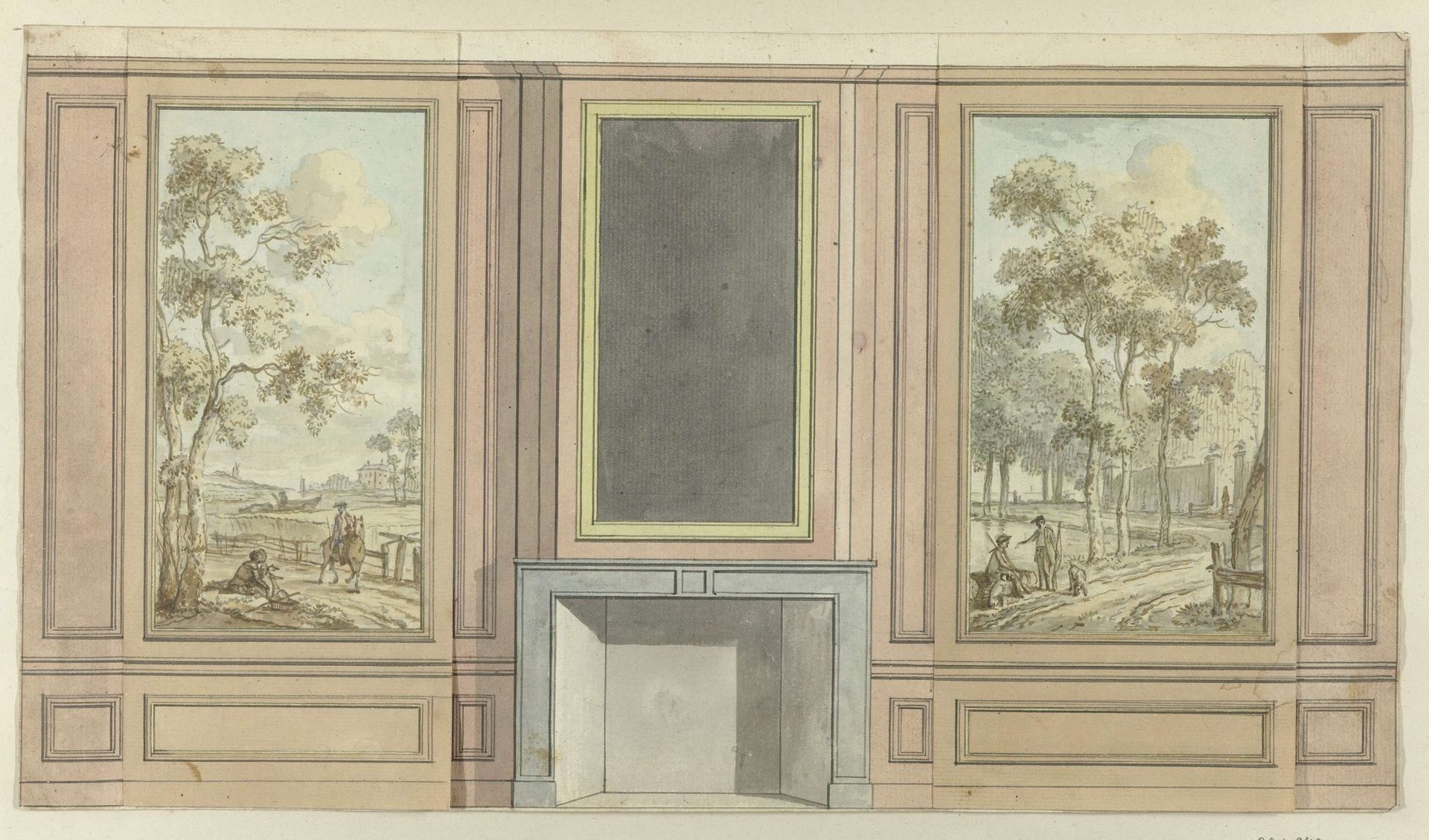 Ontwerp voor een wandschildering in de zijkamer bij Hendrik Wessels by Jurriaan Andriessen